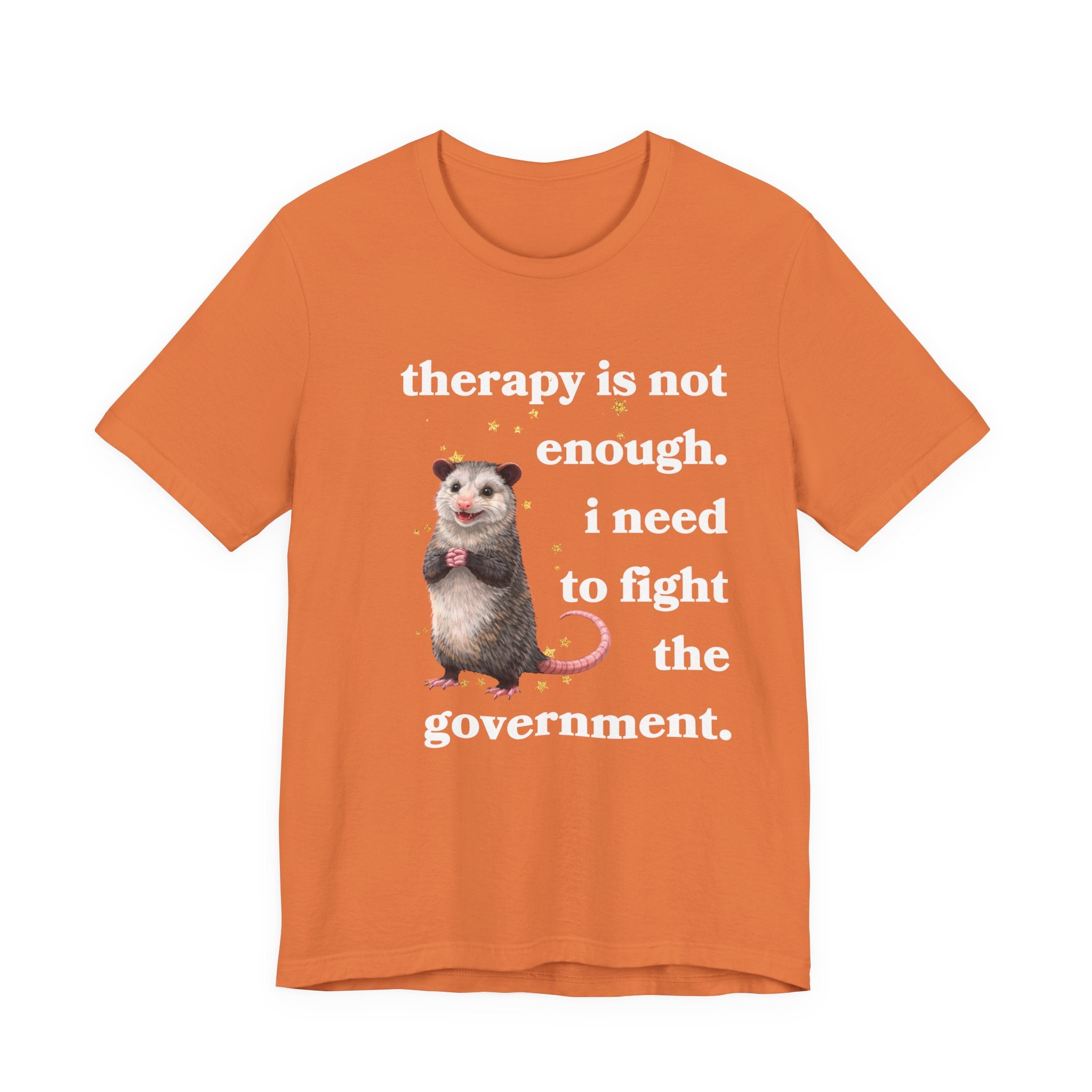 therapy is not enough. i need to fight the government Bella + Canvas T-shirt