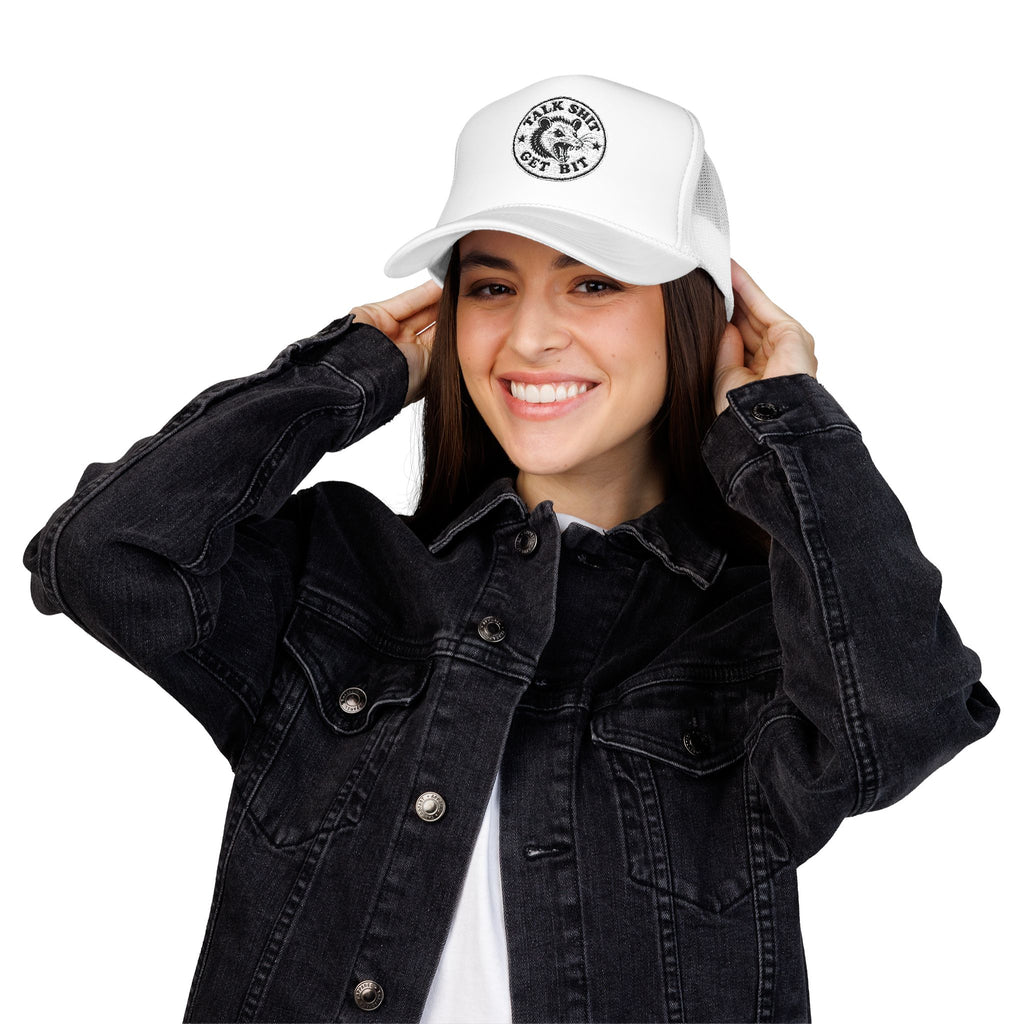 Talk Shit Get Bit Embroidered Patch Trucker Hat