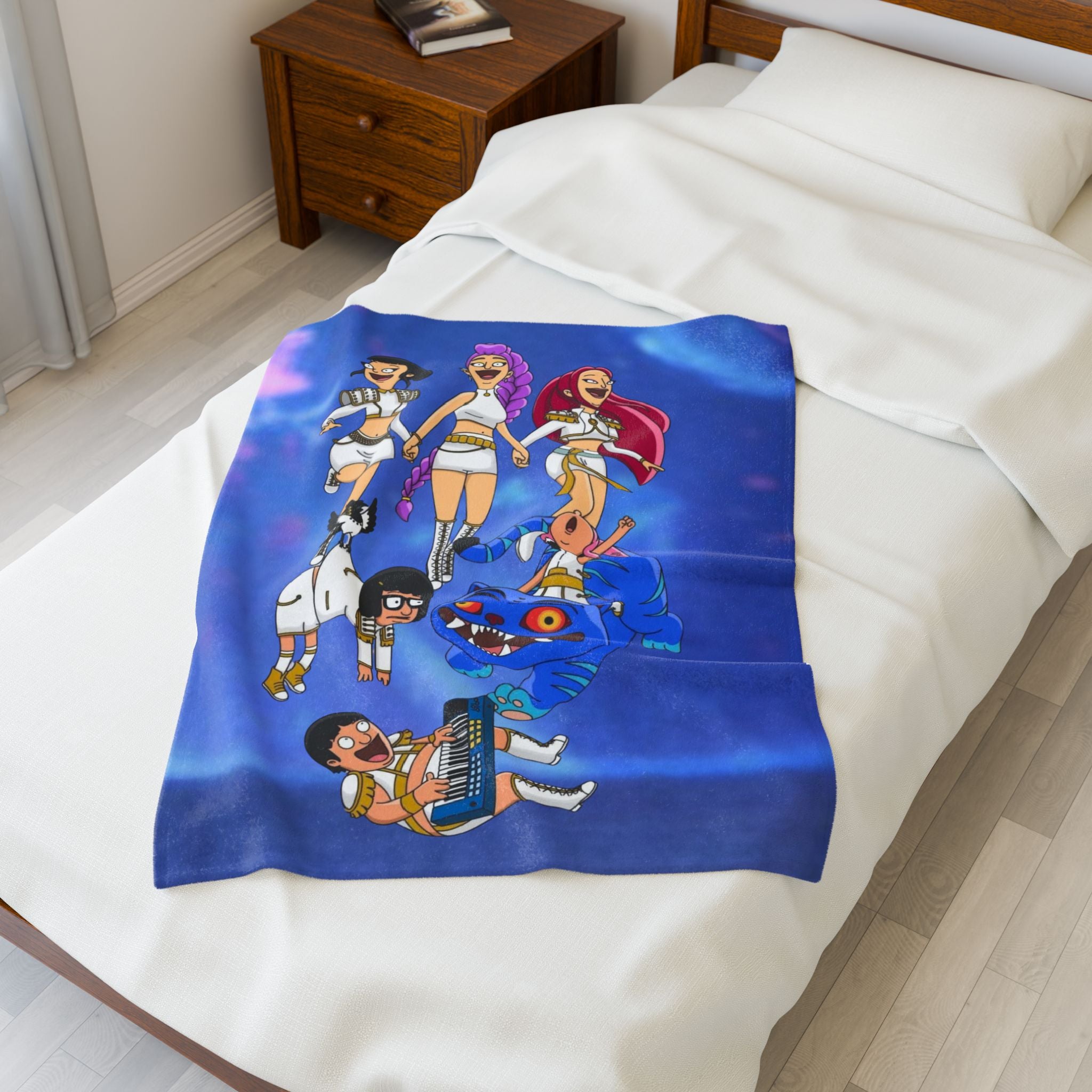K-pop Demon Hunters x Bob's Burgers Mashup Velveteen Plush Blanket