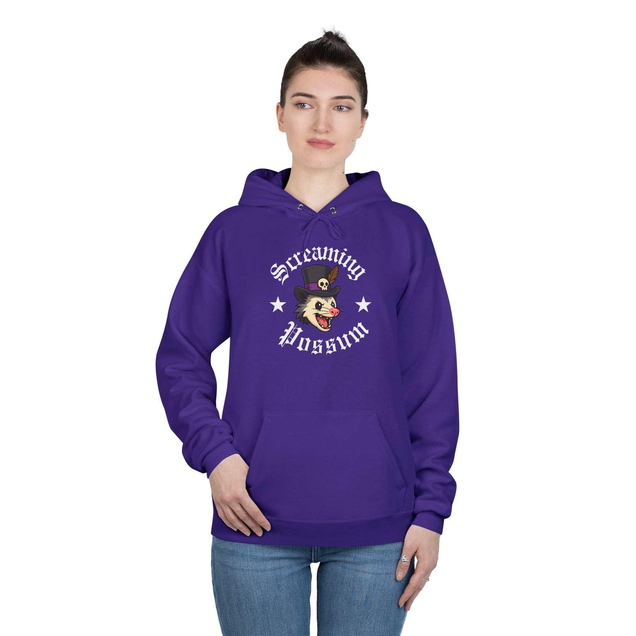 Screaming Possum Hoodie — Vintage Tattoo Possum Graphic Pullover