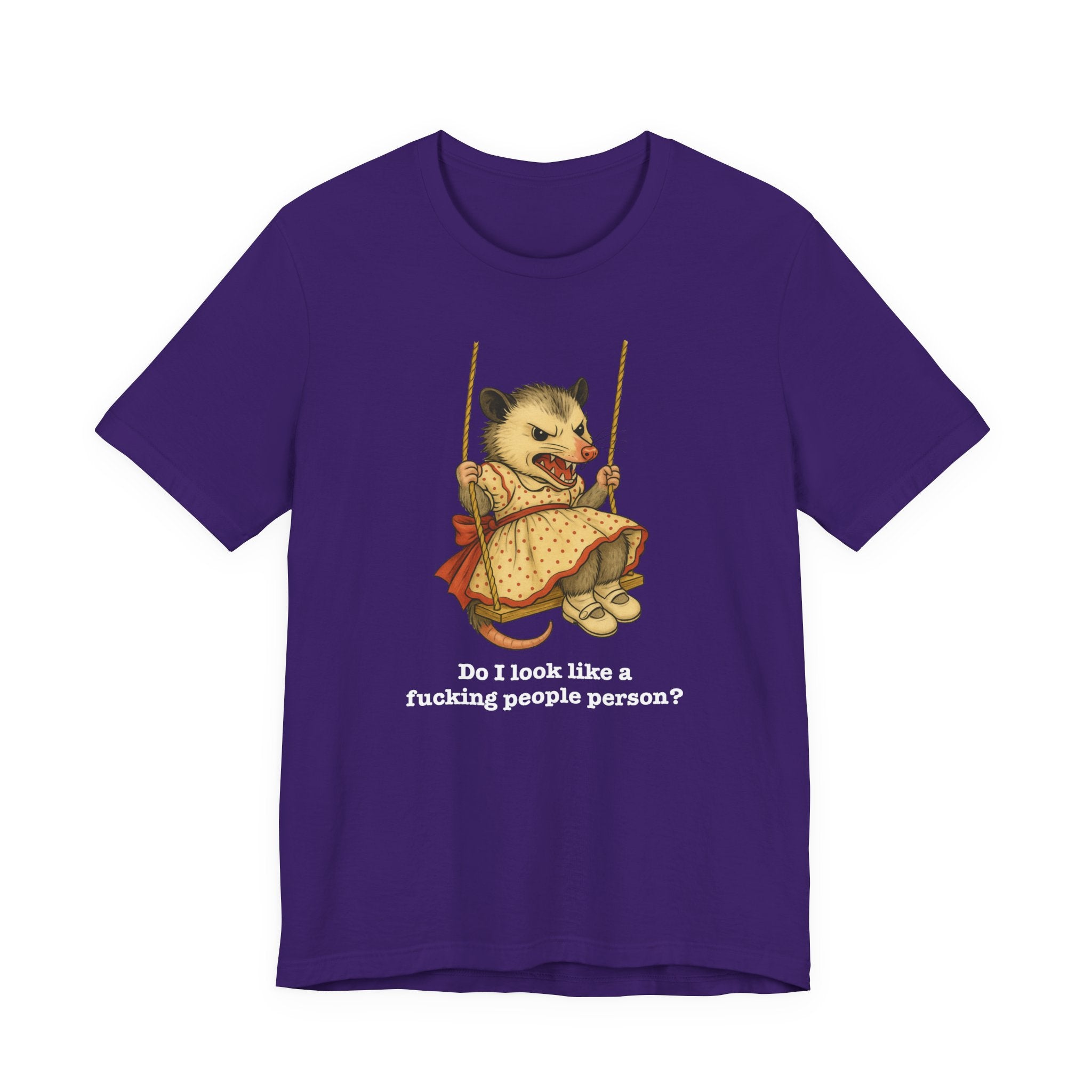 Graphic Tee — Vintage style Possum on Swing with "Do I look like a fucking people person?"