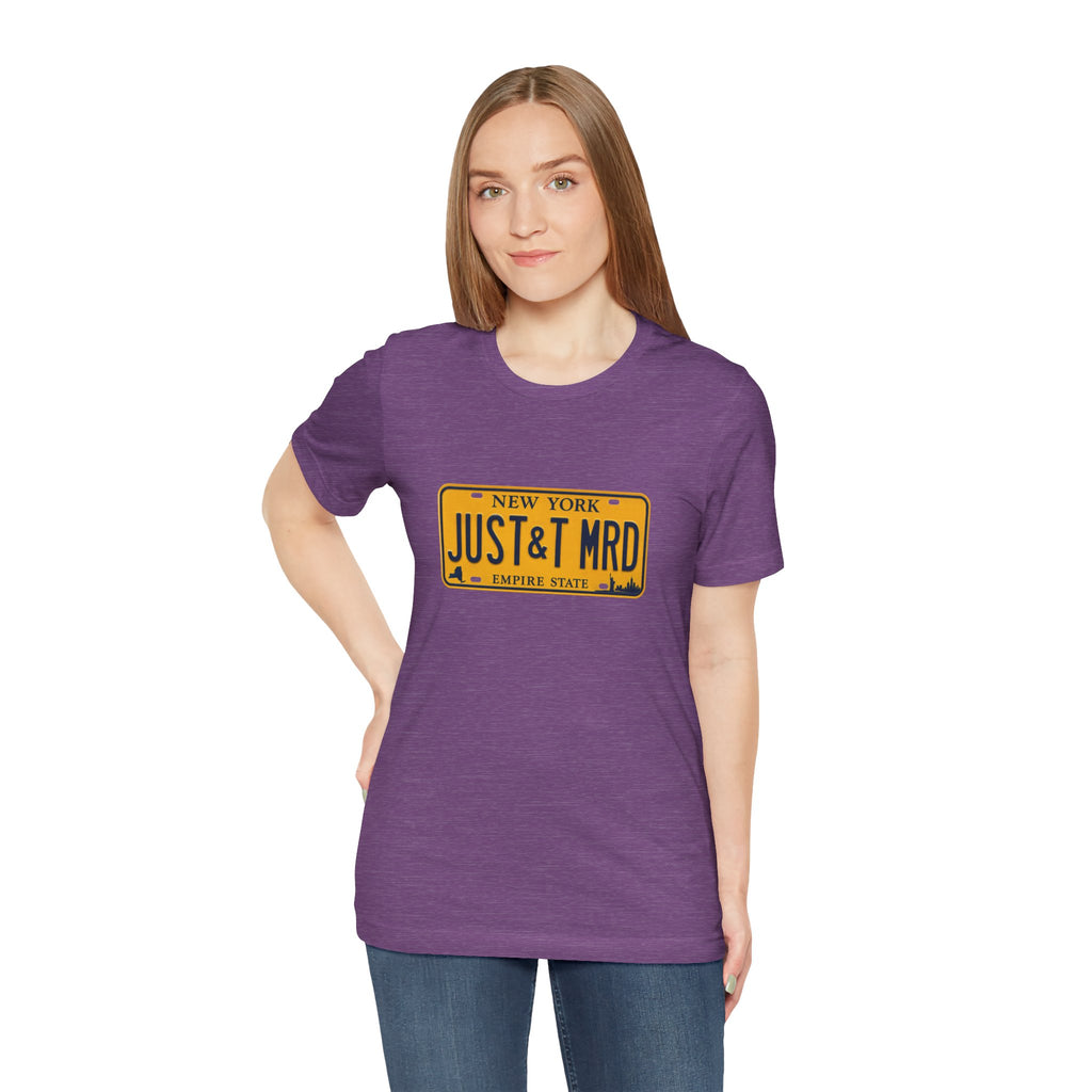 New York 'JUST&T MRD' License Plate T-Shirt — Vintage Empire State Graphic Tee