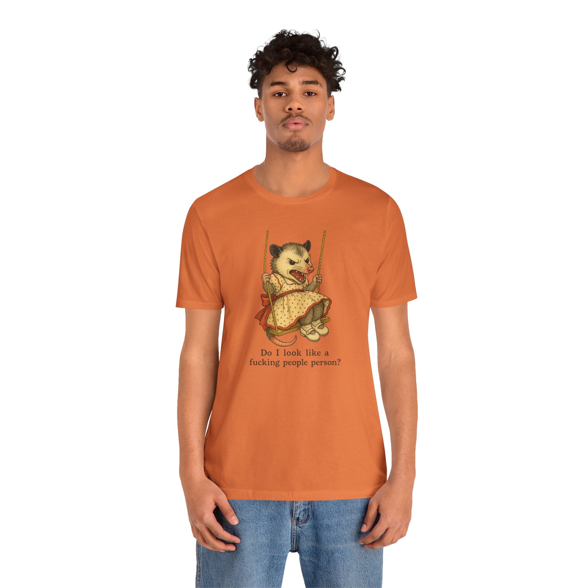 Graphic Tee — Vintage style Possum on Swing with "Do I look like a fucking people person?"