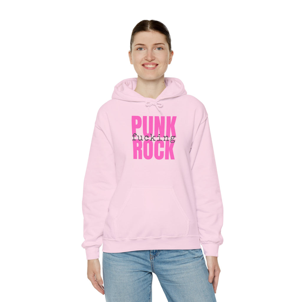 Pink Rock Hoodie — Bold Pink 'PUNK ROCK' Graphic Sweatshirt