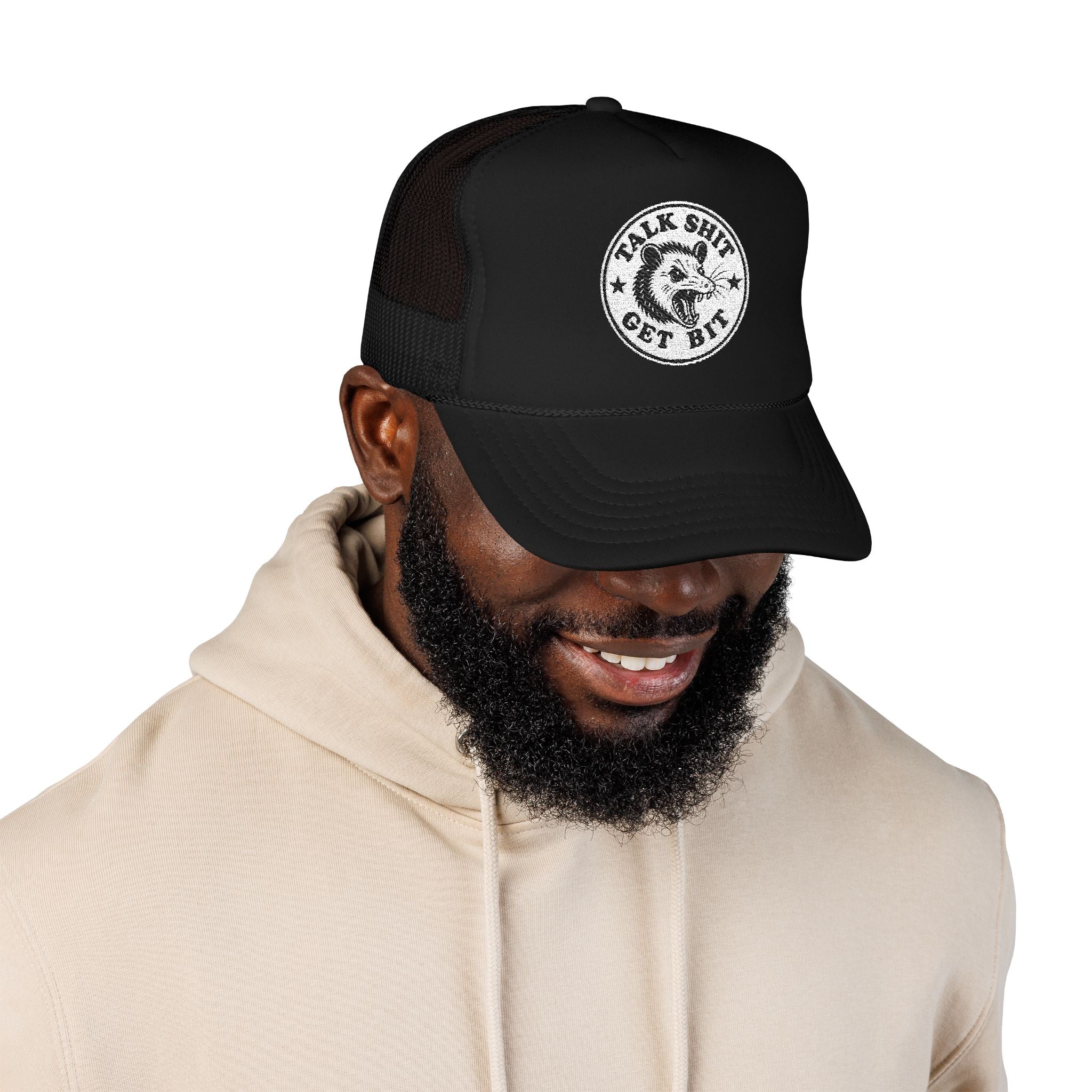 Talk Shit Get Bit Embroidered Patch Trucker Hat