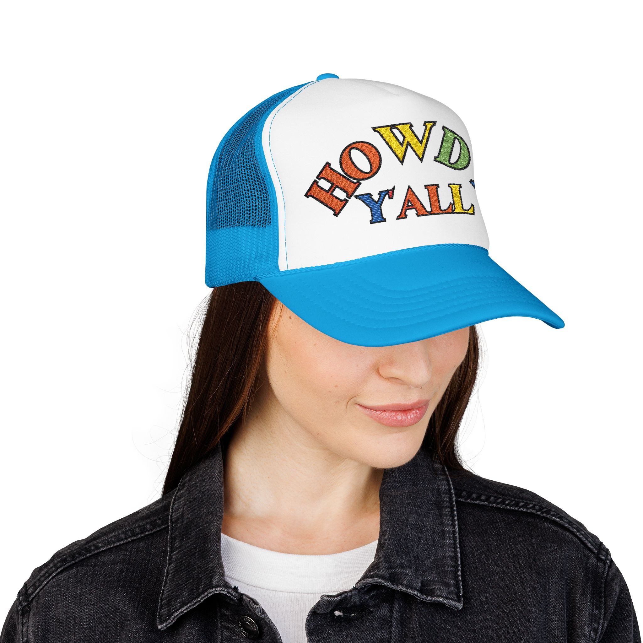 Howdy Y'all Rainbow Trucker Hat, Embroidery, Southern Manners, Y'all Means All, Pride Cap, LGBTQ Gift, Pride Parade Hat