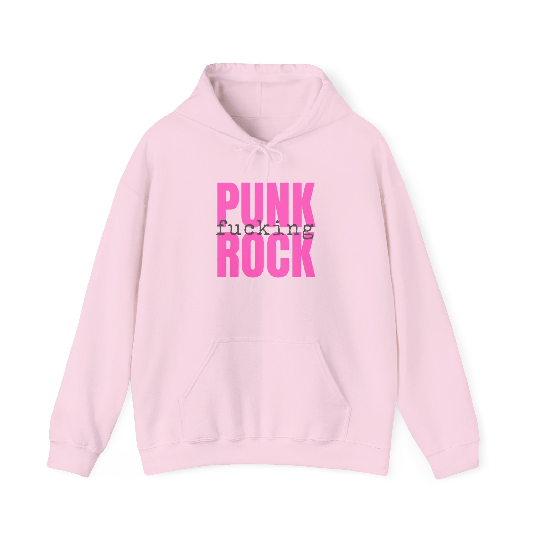 Pink Rock Hoodie — Bold Pink 'PUNK ROCK' Graphic Sweatshirt
