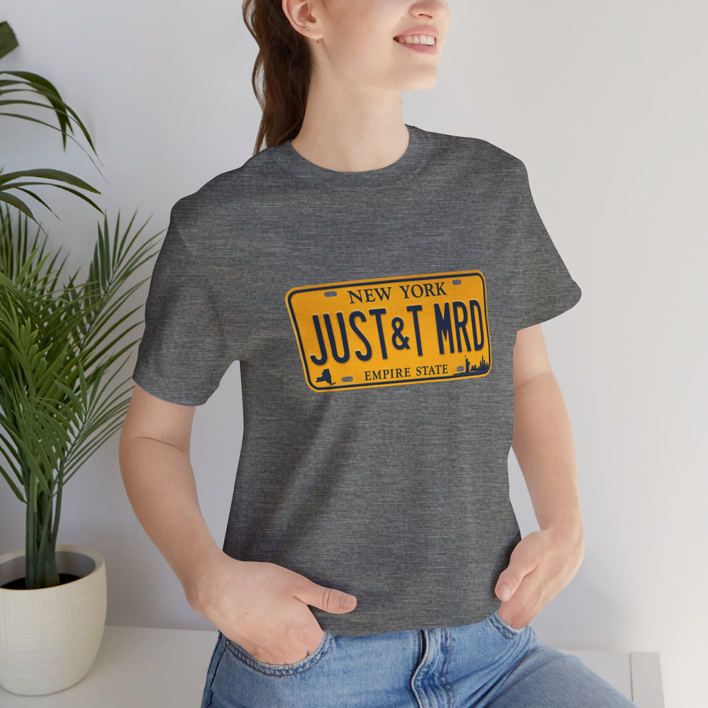 New York 'JUST&T MRD' License Plate T-Shirt — Vintage Empire State Graphic Tee