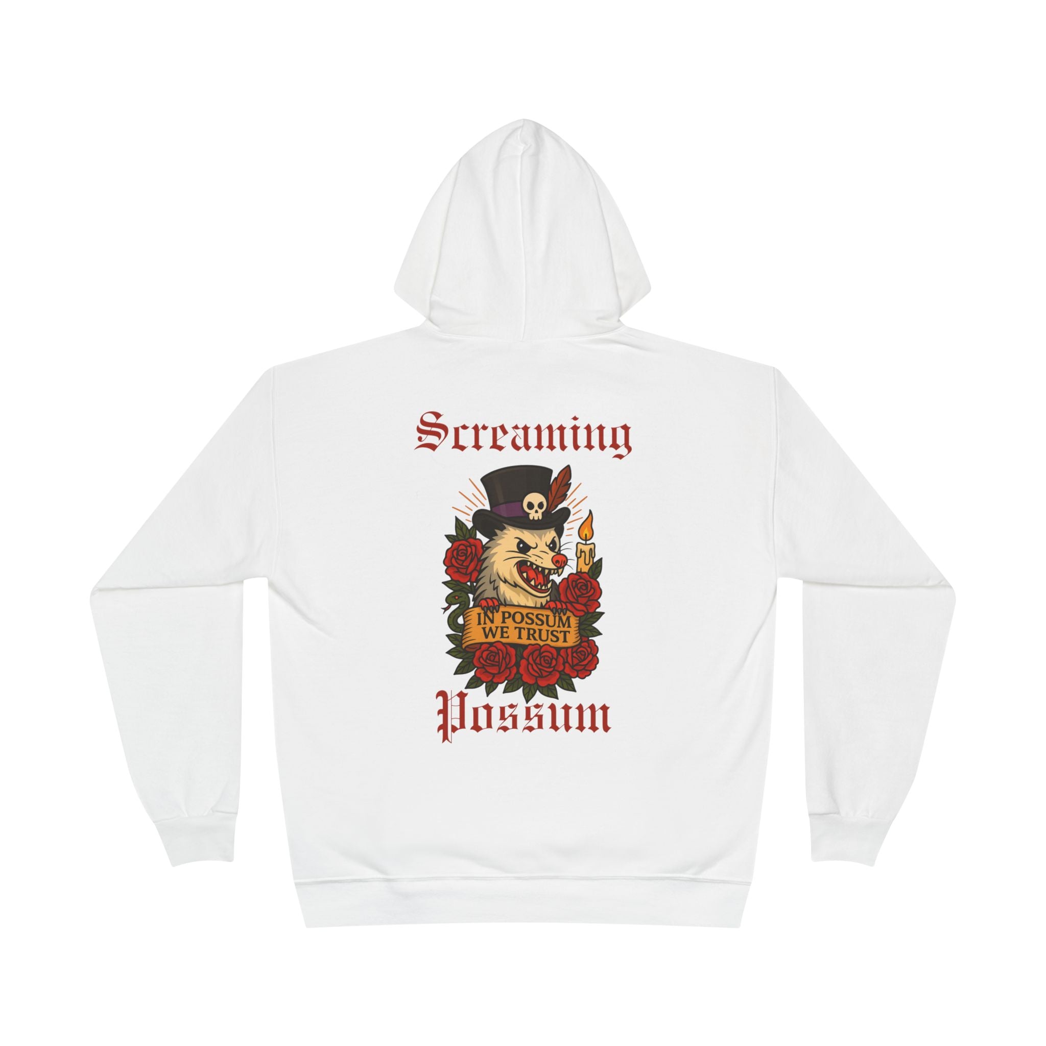 Screaming Possum Hoodie — Vintage Tattoo Possum Graphic Pullover
