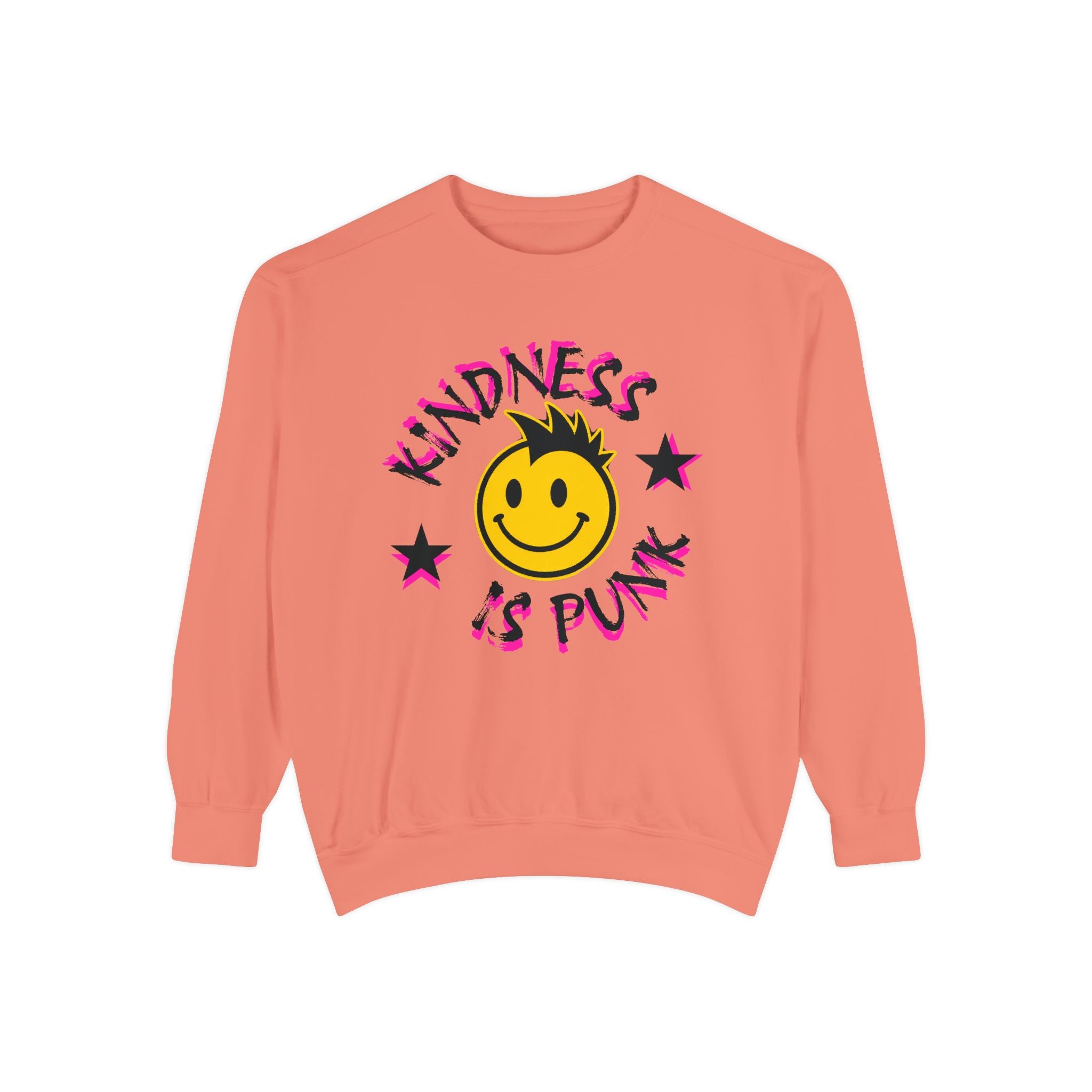 Kindness Is Punk Smiley Comfort Colors Crewneck Sweatshirt
