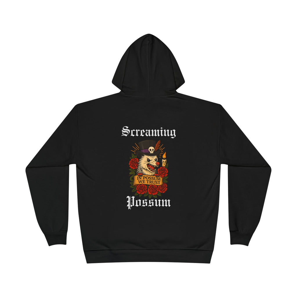 Screaming Possum Hoodie — Vintage Tattoo Possum Graphic Pullover