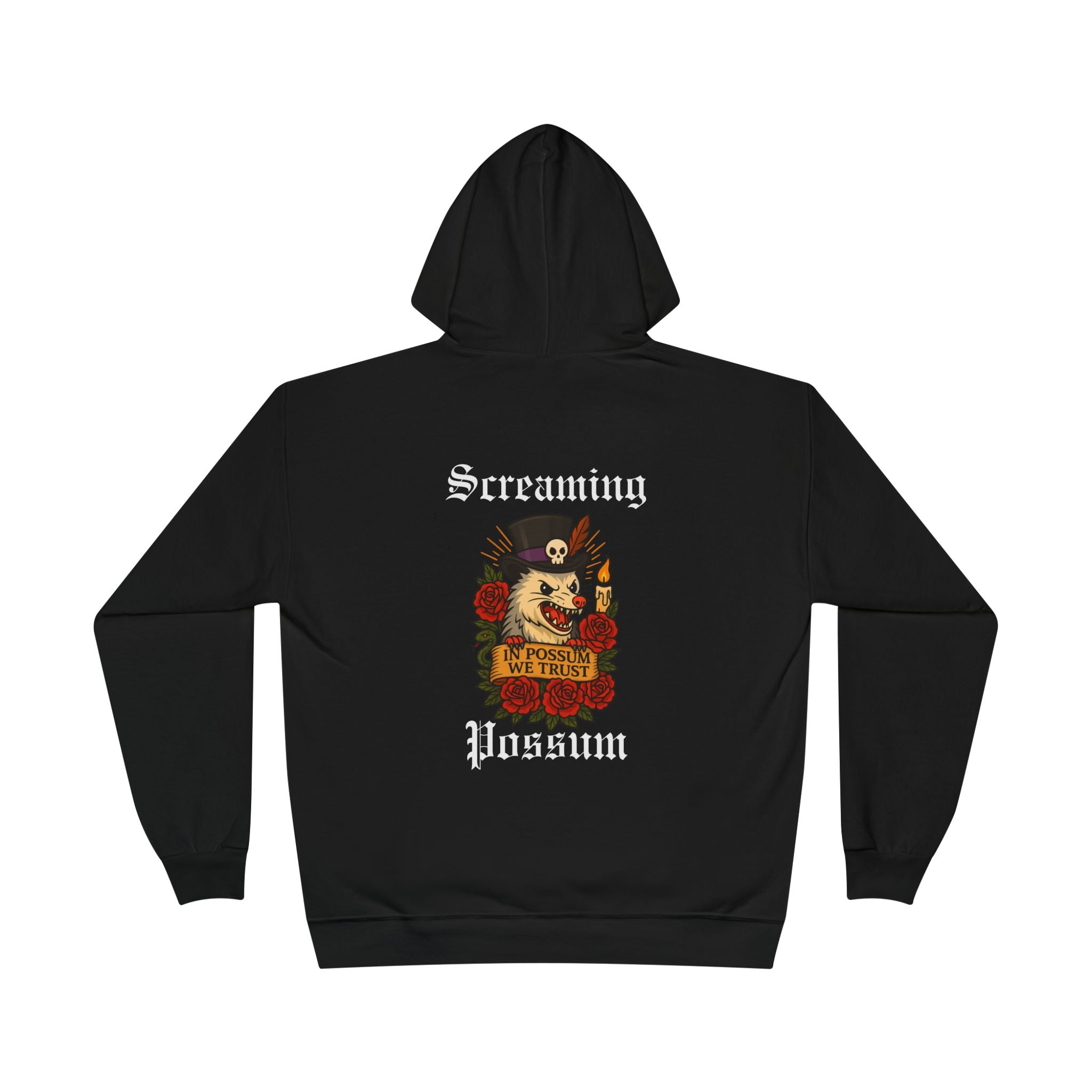 Screaming Possum Hoodie — Vintage Tattoo Possum Graphic Pullover