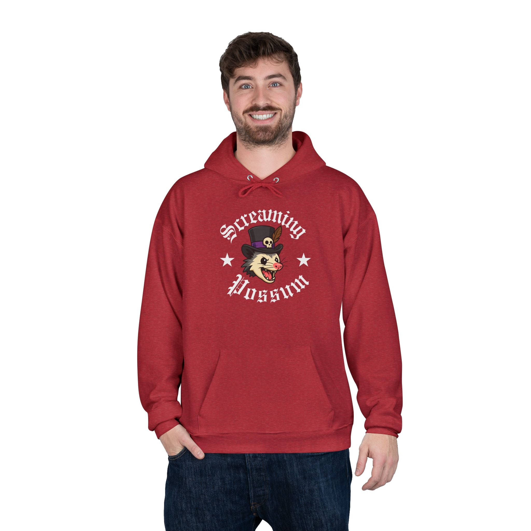 Screaming Possum Hoodie — Vintage Tattoo Possum Graphic Pullover