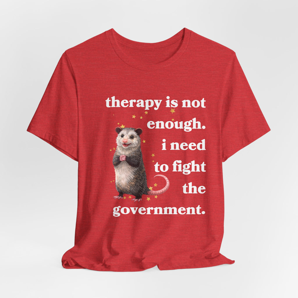 therapy is not enough. i need to fight the government Bella + Canvas T-shirt