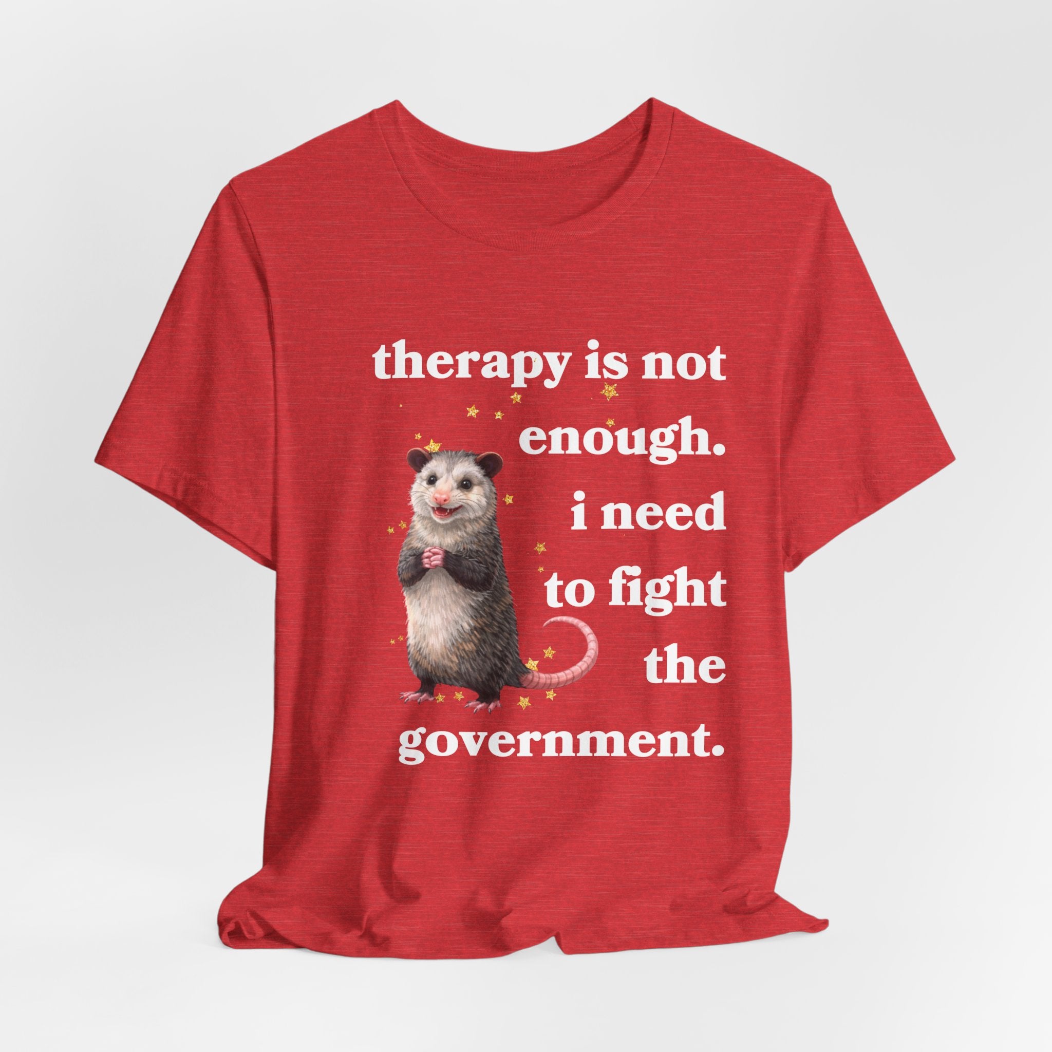 therapy is not enough. i need to fight the government Bella + Canvas T-shirt