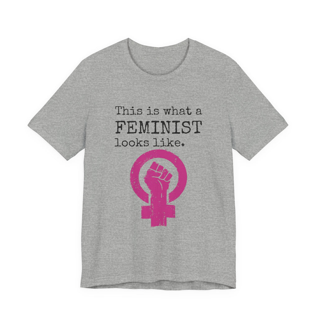 Feminist T‑Shirt — “This Is What a FEMINIST Looks Like” Pink Symbol Tee