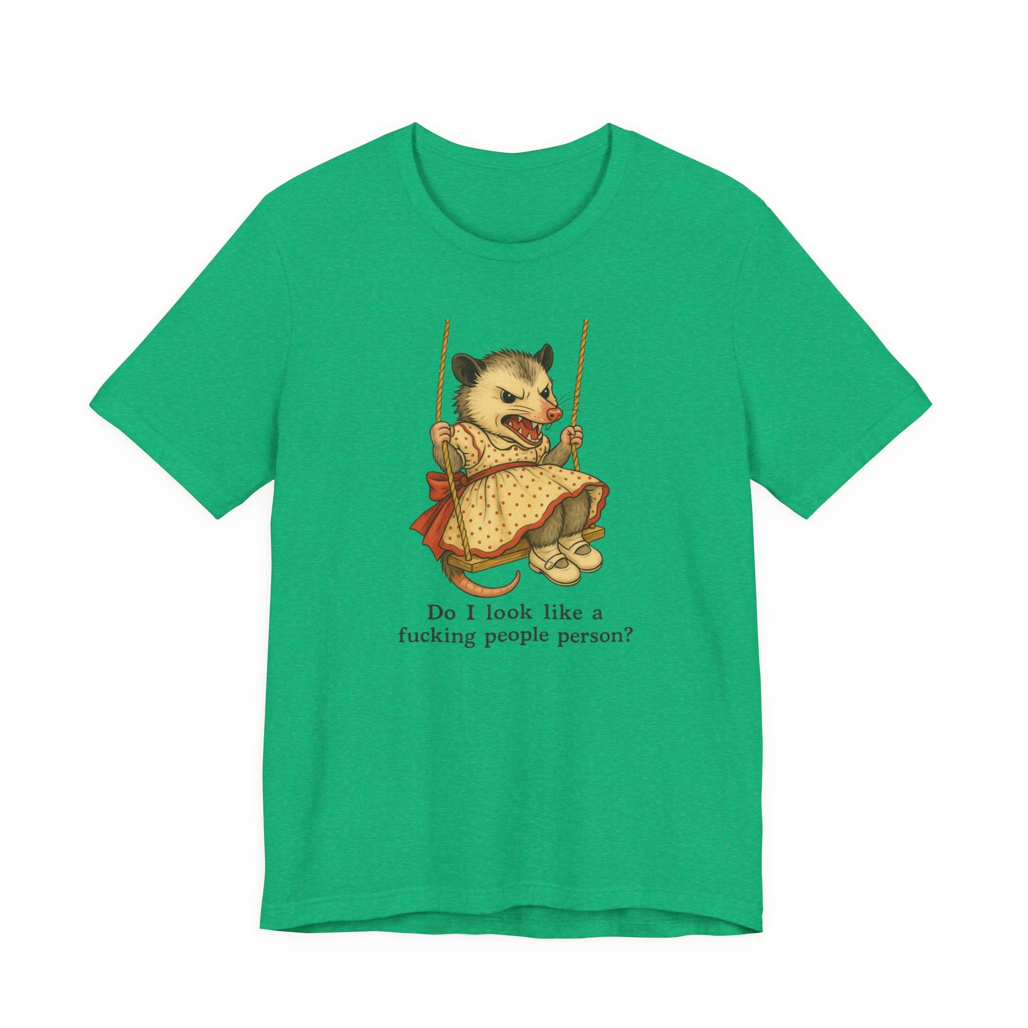 Graphic Tee — Vintage style Possum on Swing with "Do I look like a fucking people person?"