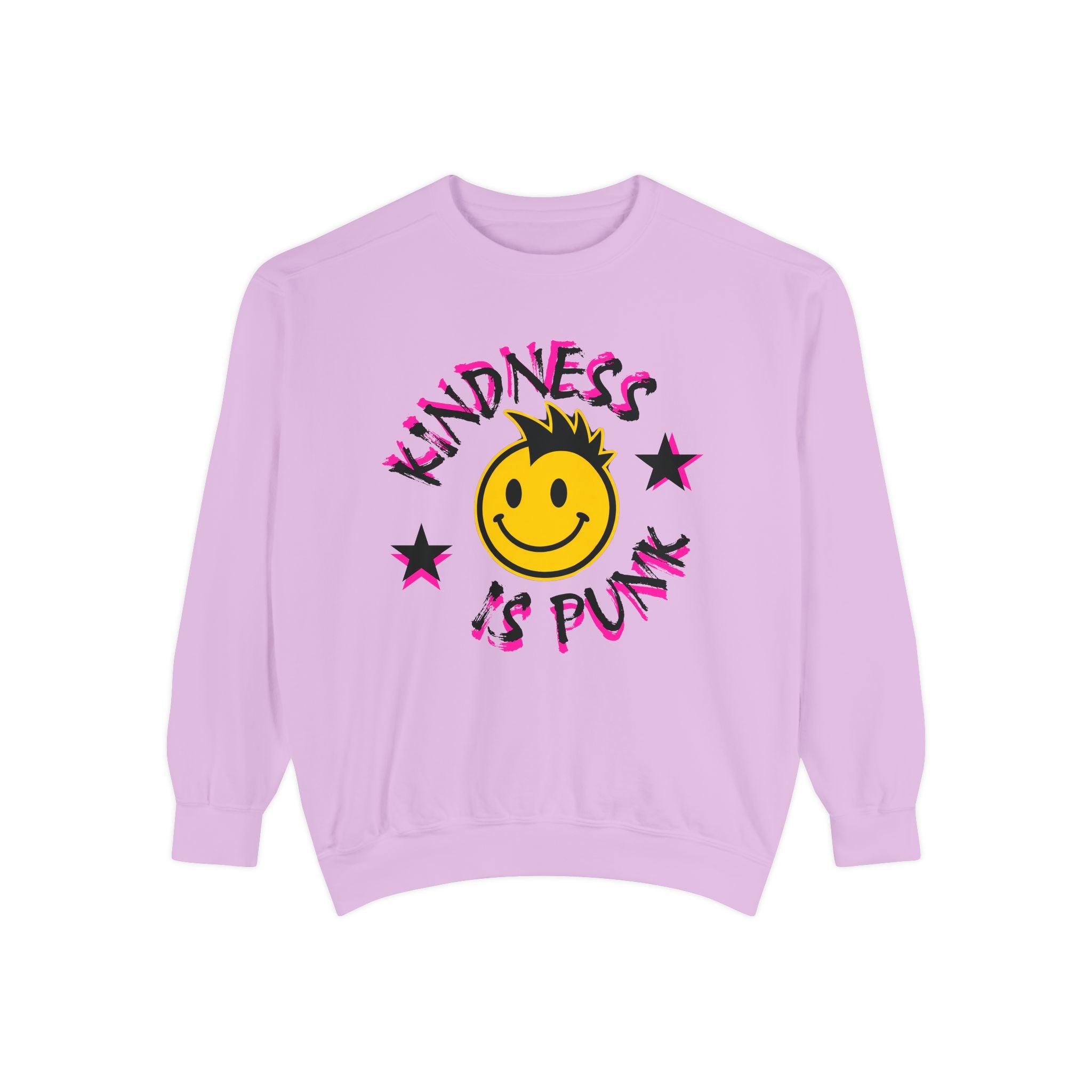 Kindness Is Punk Smiley Comfort Colors Crewneck Sweatshirt