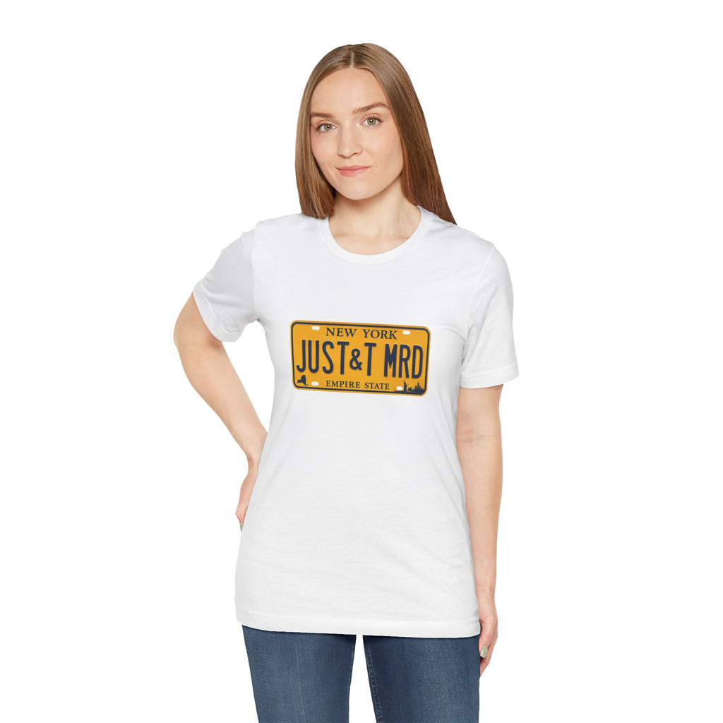 New York 'JUST&T MRD' License Plate T-Shirt — Vintage Empire State Graphic Tee