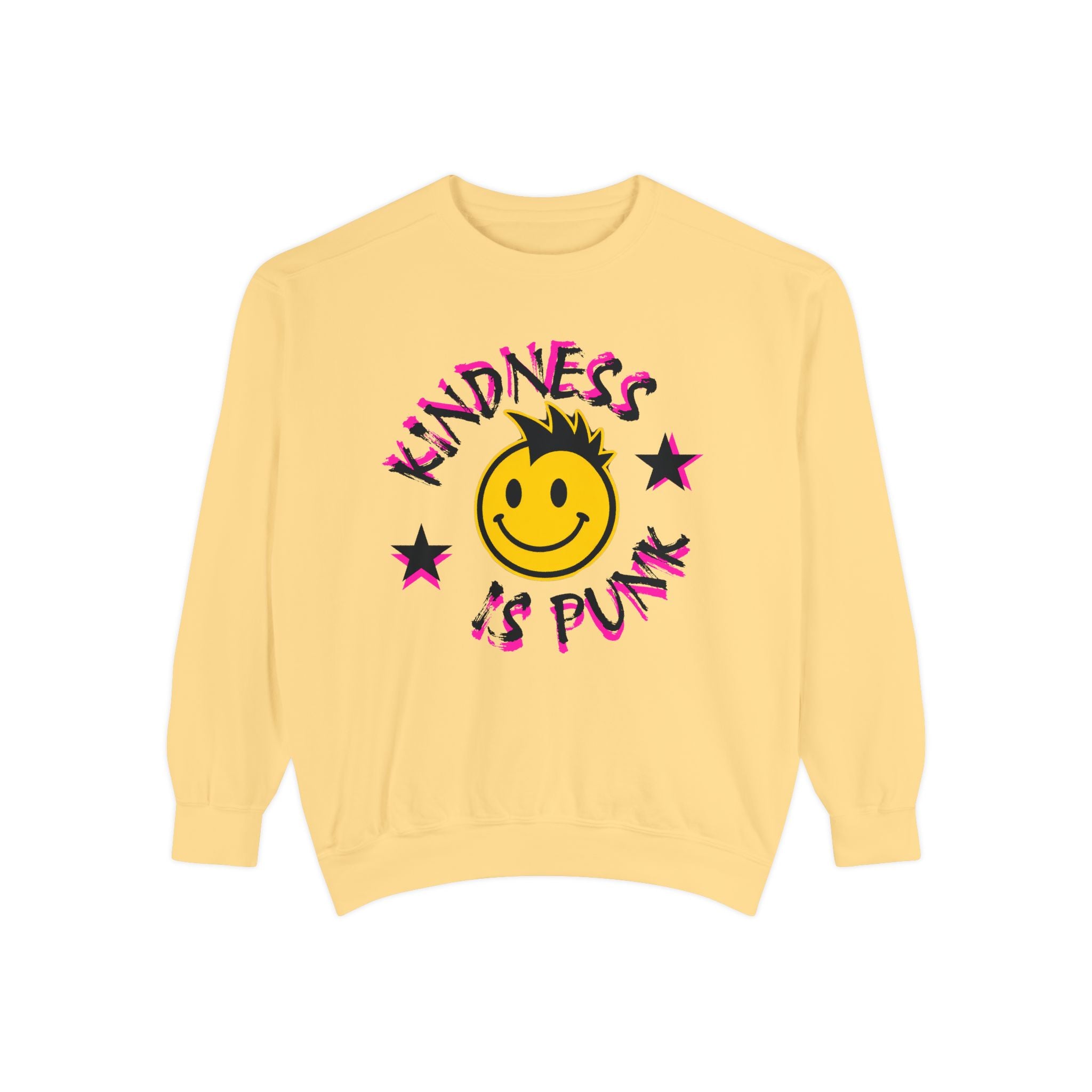 Kindness Is Punk Smiley Comfort Colors Crewneck Sweatshirt