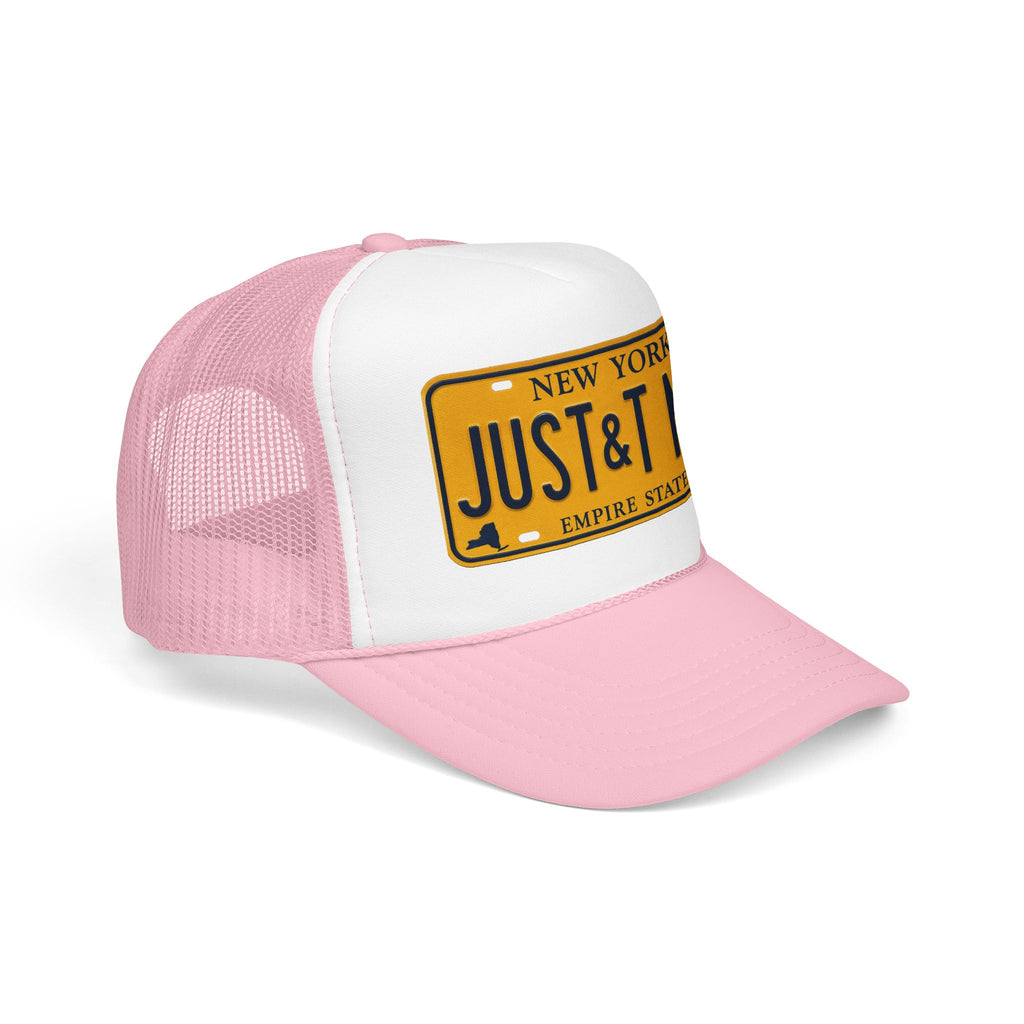 Foam Trucker Hat – Vintage New York License Plate “JUST&T MRD”