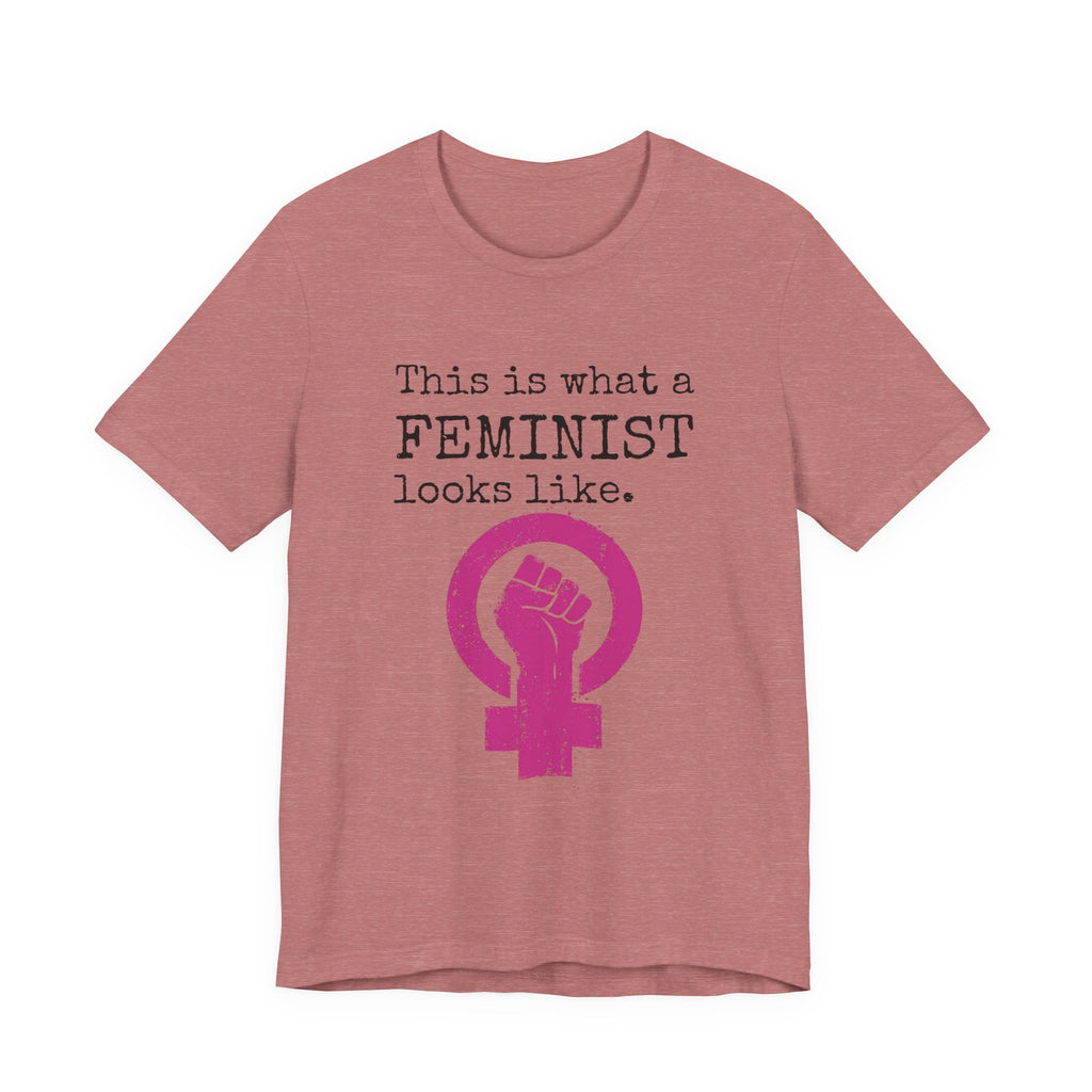 Feminist T‑Shirt — “This Is What a FEMINIST Looks Like” Pink Symbol Tee