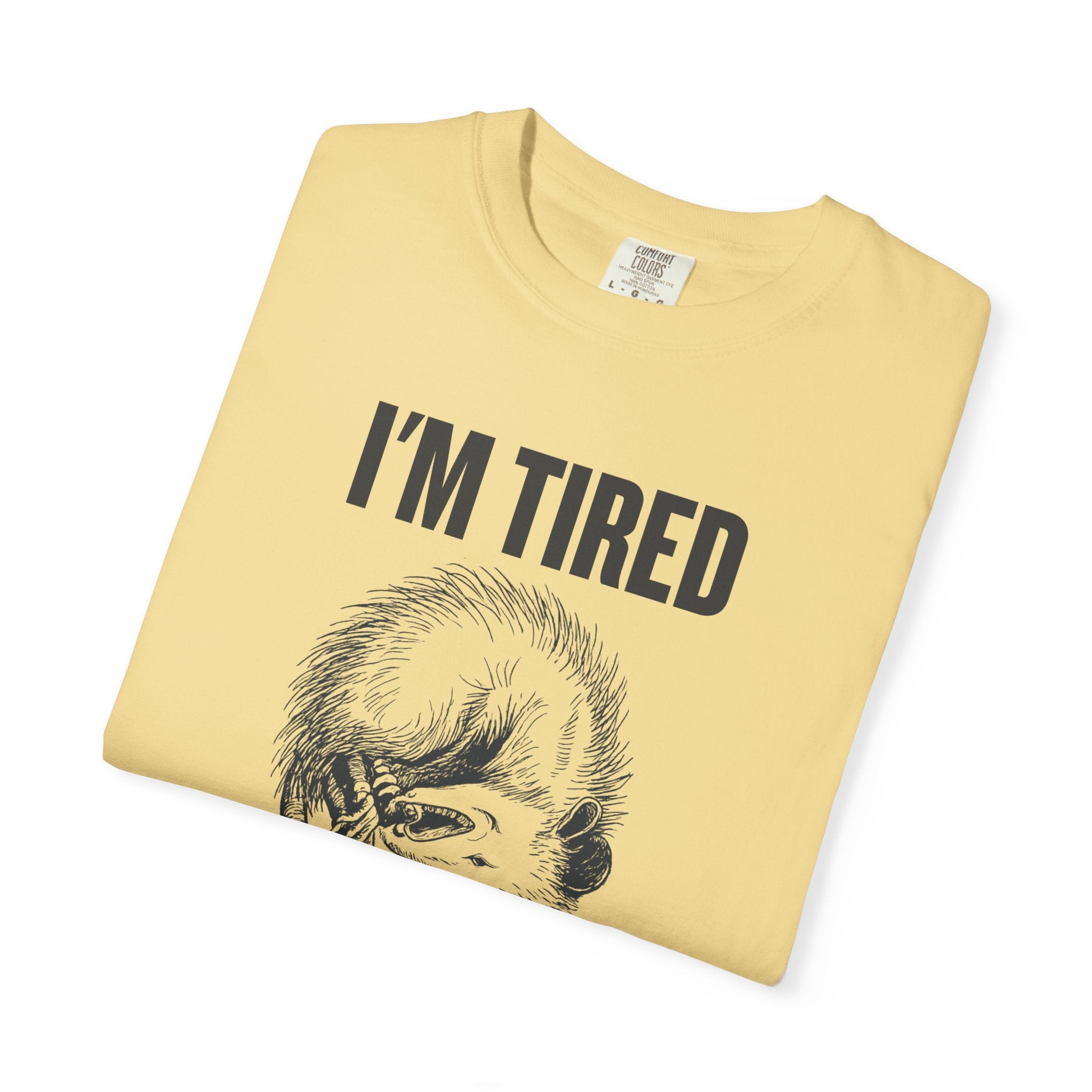 “I’m Tired And Everything Hurts” Sarcastic T-Shirt — Funny Aging Sleepy Possum Tee