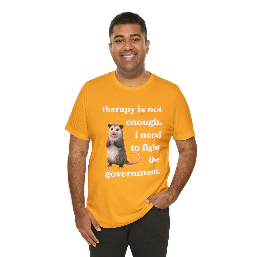 therapy is not enough. i need to fight the government Bella + Canvas T-shirt