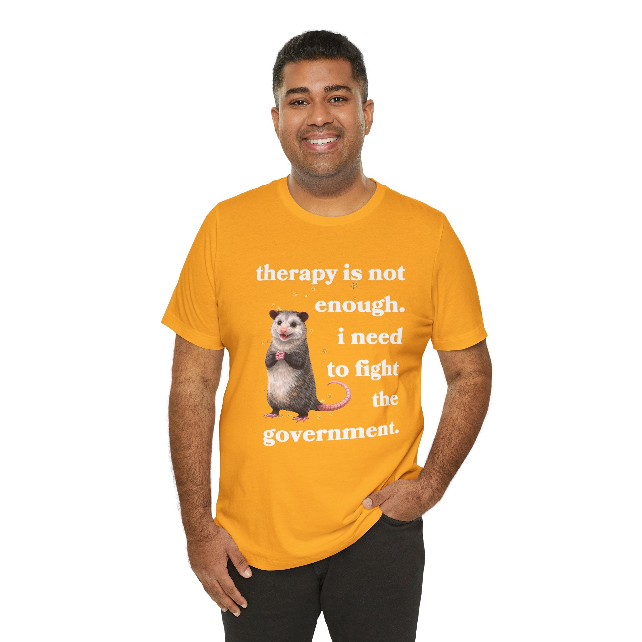 therapy is not enough. i need to fight the government Bella + Canvas T-shirt