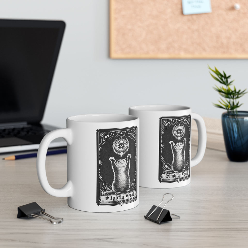Slightly Feral Tarot Card Ceramic Mug (11oz, 15oz)