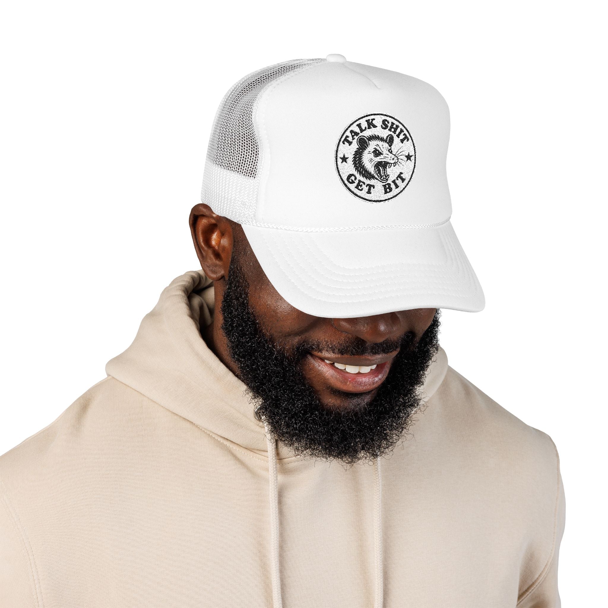 Talk Shit Get Bit Embroidered Patch Trucker Hat