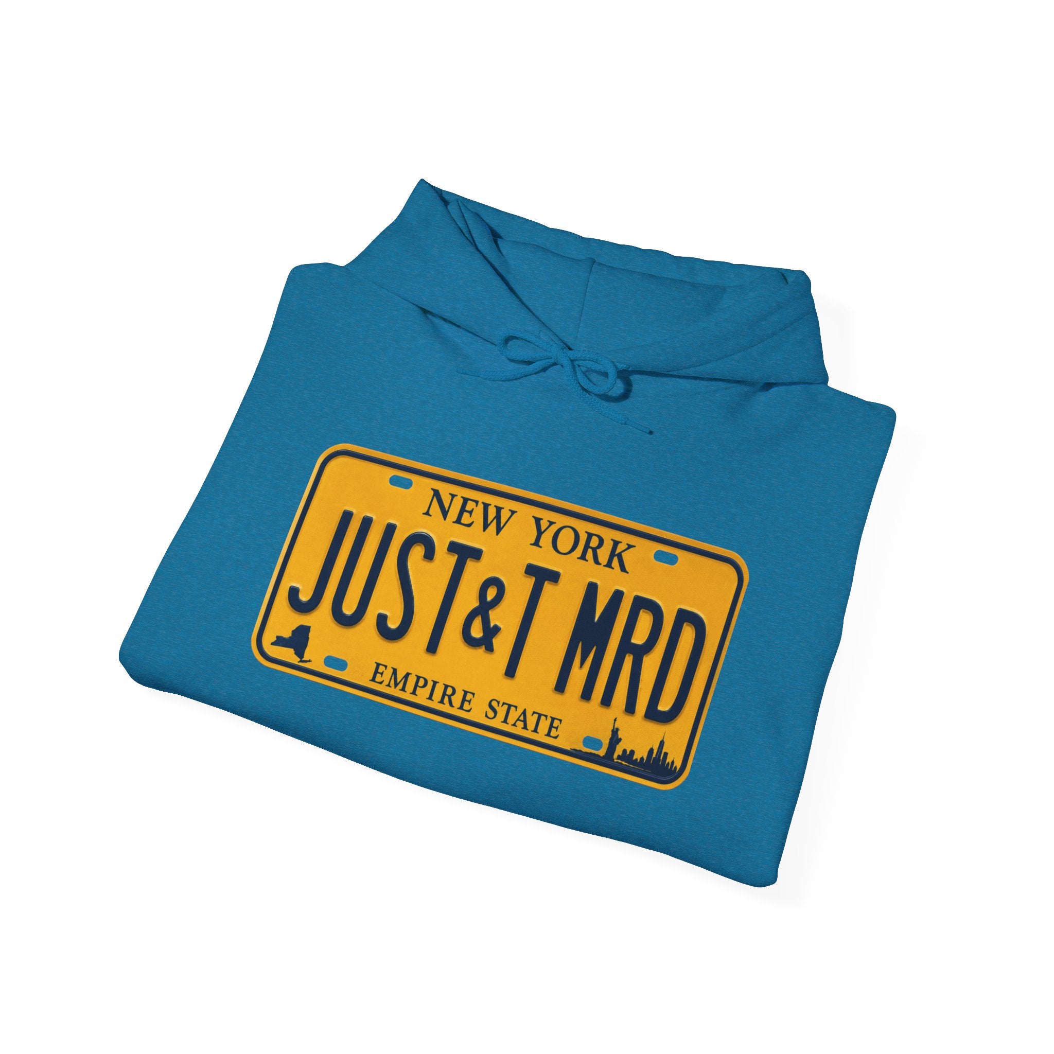 Hoodie — New York License Plate "JUST & MRD" Graphic