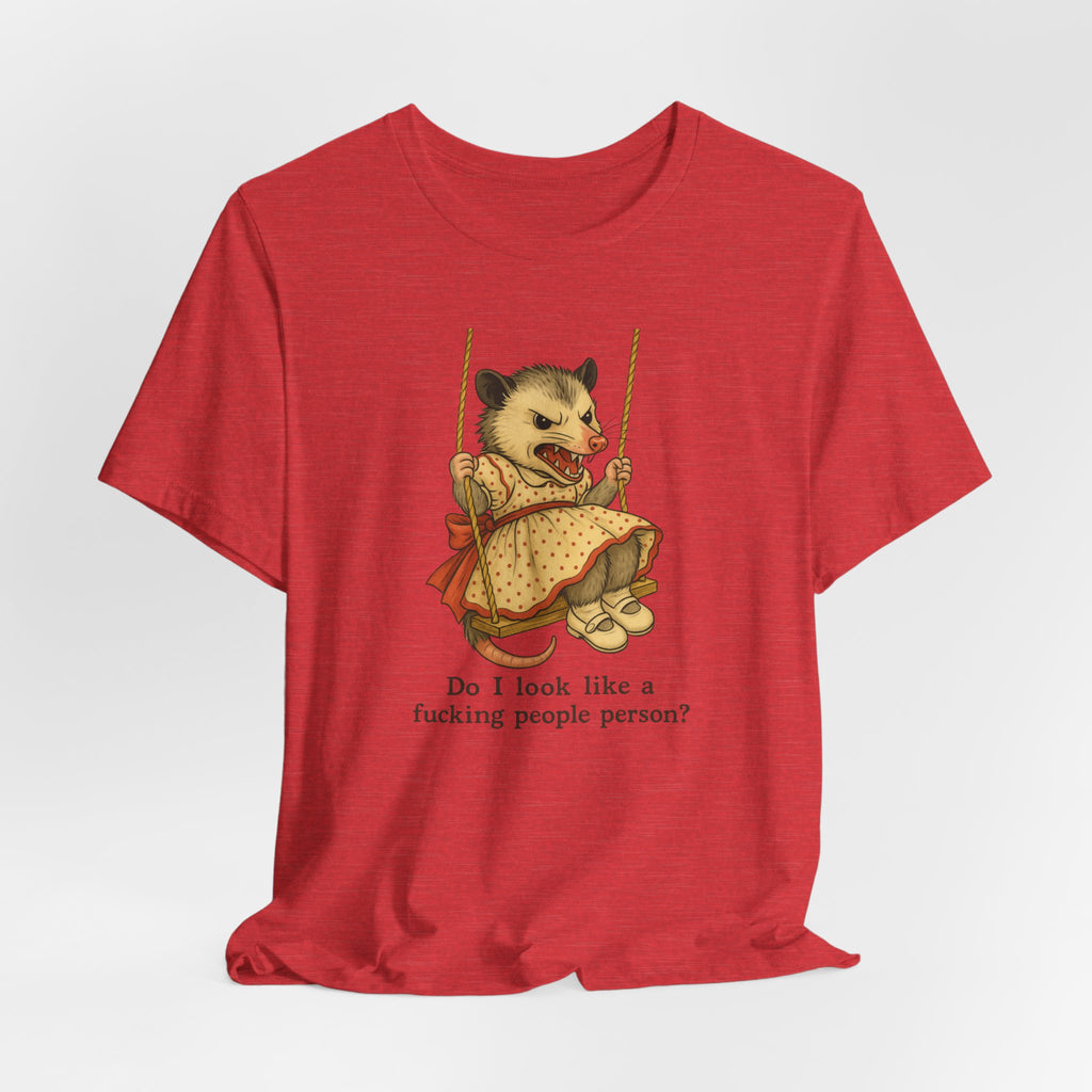 Graphic Tee — Vintage style Possum on Swing with "Do I look like a fucking people person?"