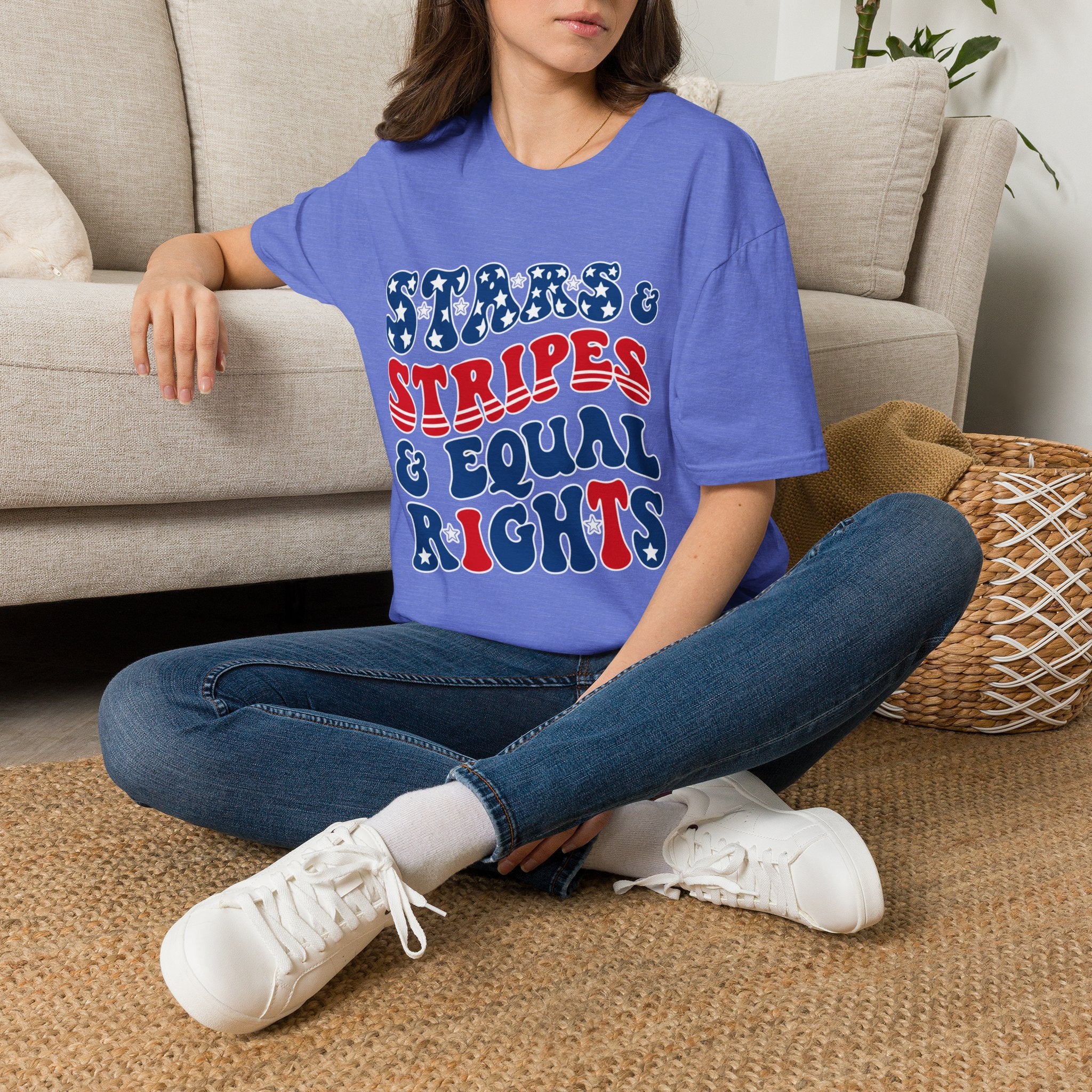 Stars & Stripes & Equal Rights Patriotic Gildan T‐Shirt