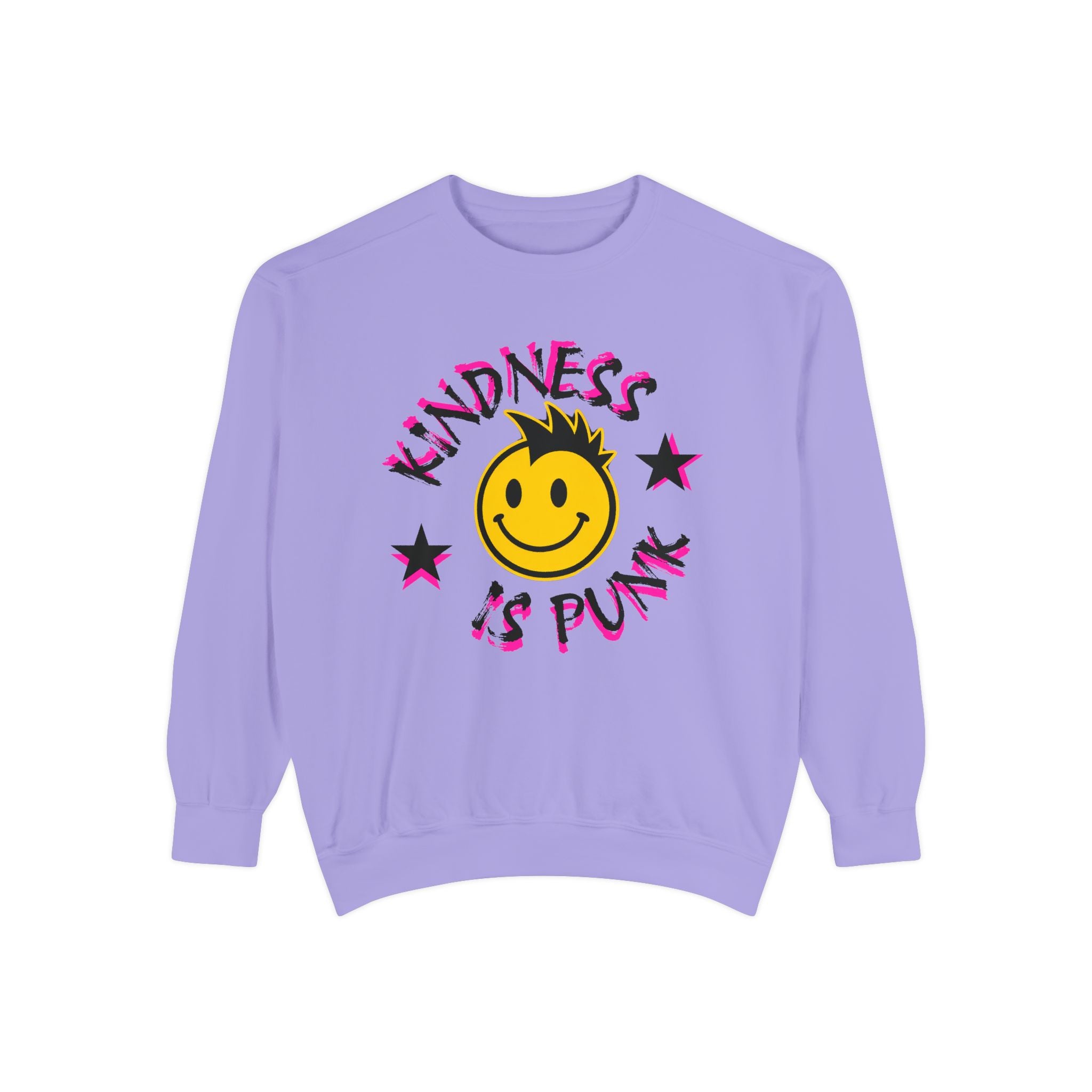 Kindness Is Punk Smiley Comfort Colors Crewneck Sweatshirt