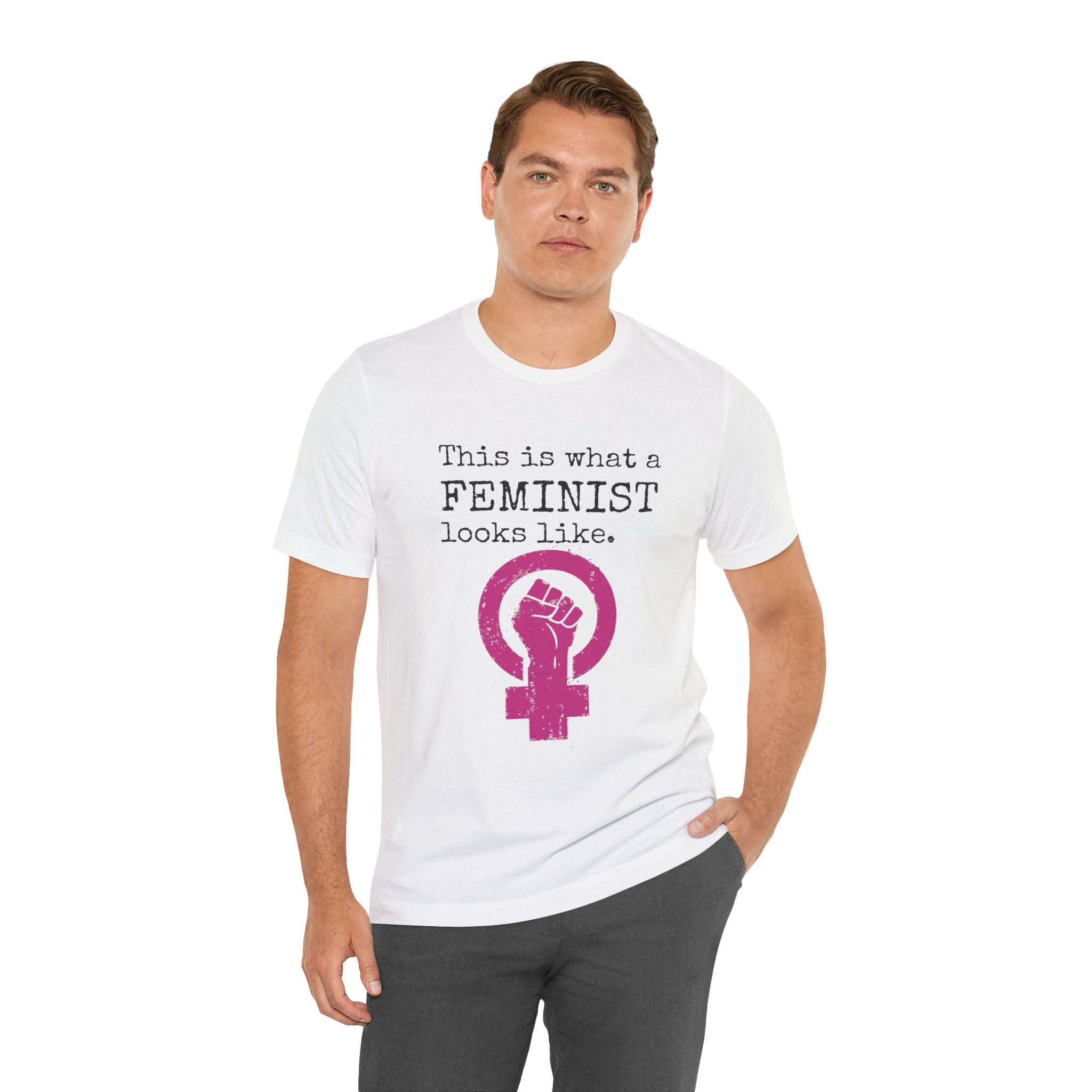 Feminist T‑Shirt — “This Is What a FEMINIST Looks Like” Pink Symbol Tee