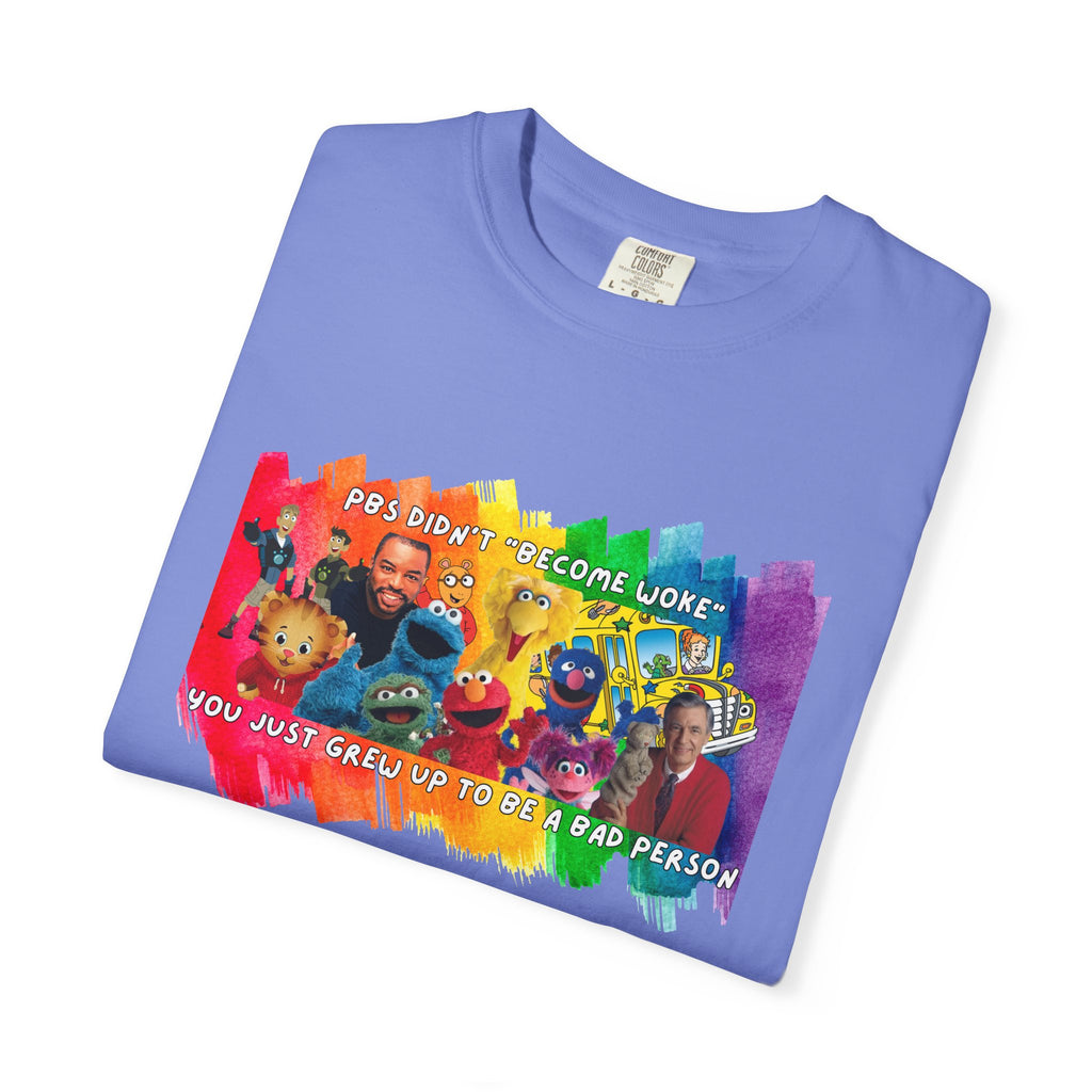 Unisex Garment-Dyed T-shirt, PBS Characters Quote Tee, Vintage Cartoon Tshirt, Funny Graphic Top, Retro TV Show Shirt