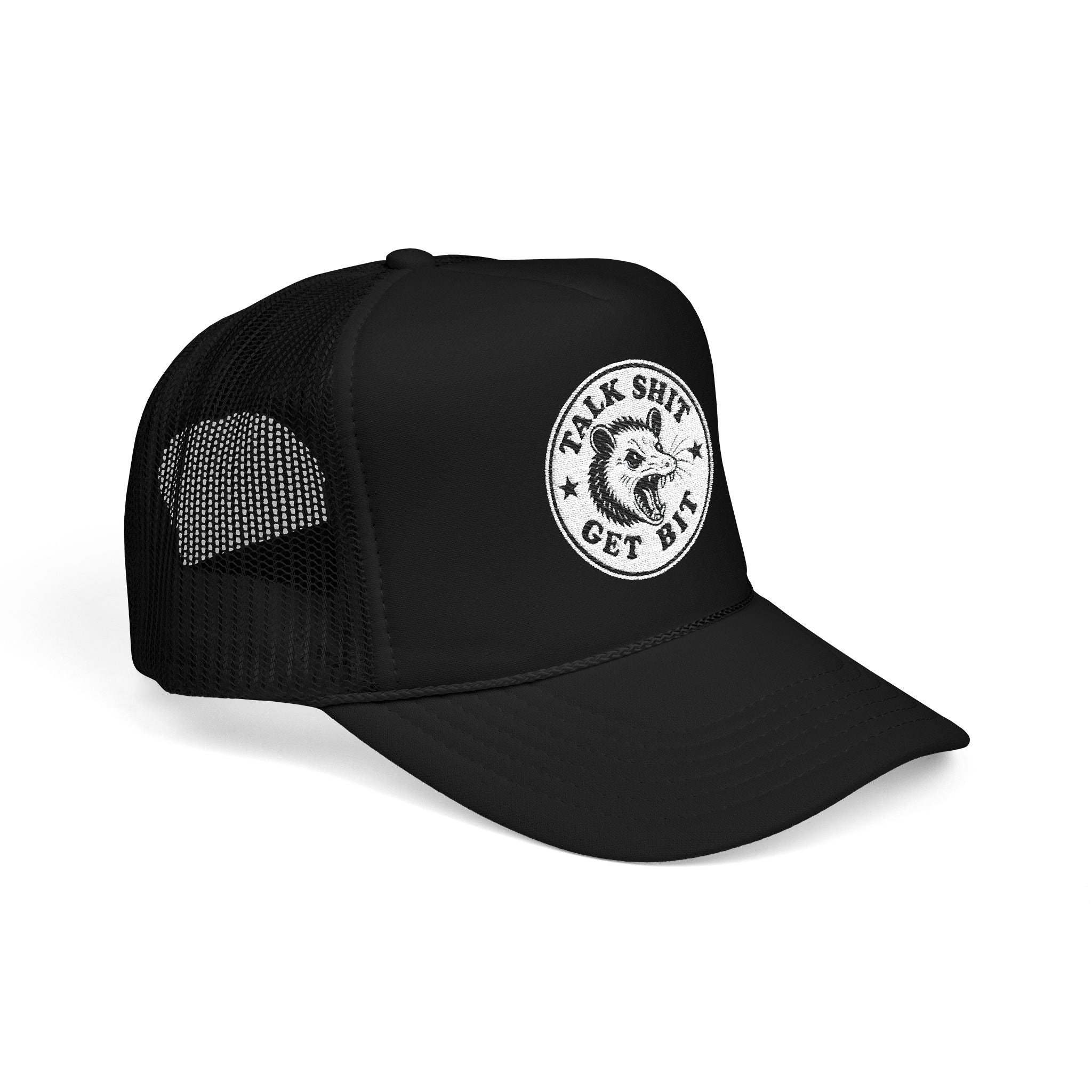 Talk Shit Get Bit Embroidered Patch Trucker Hat