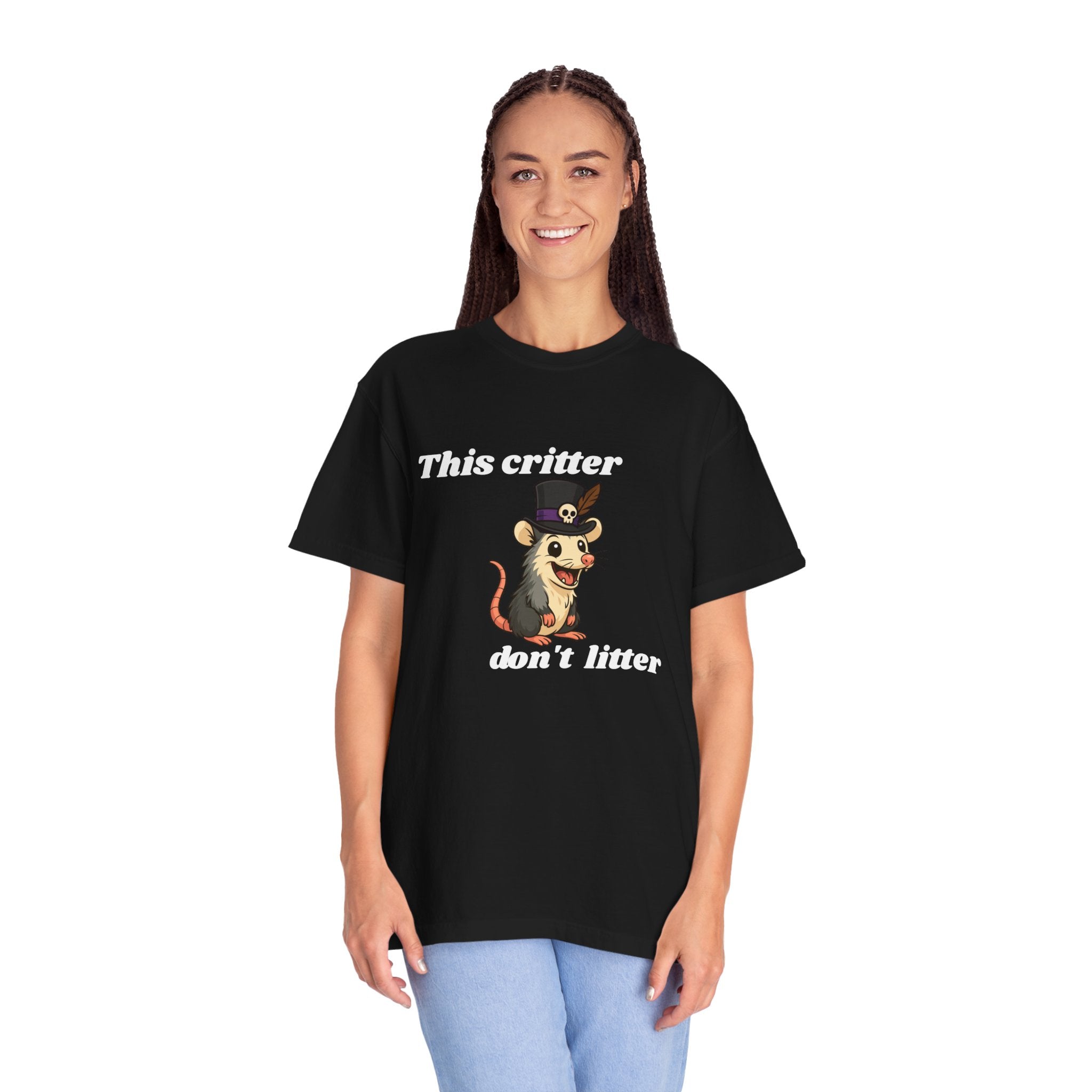 T-Shirt — 'This Critter Don't Litter' Possum Cute Eco Awareness Tee