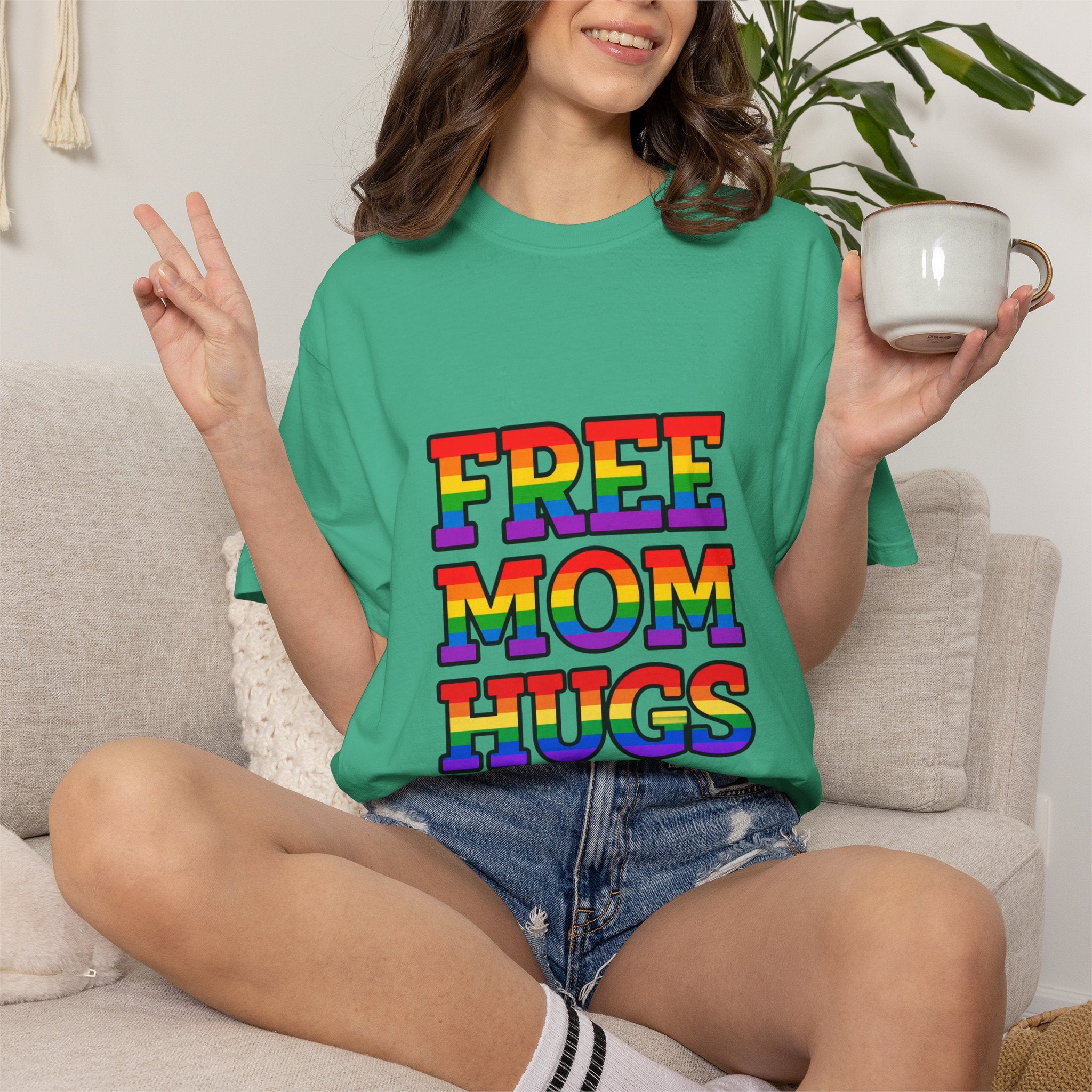 Free Mom Hugs Rainbow Pride Comfort Colors T-Shirt