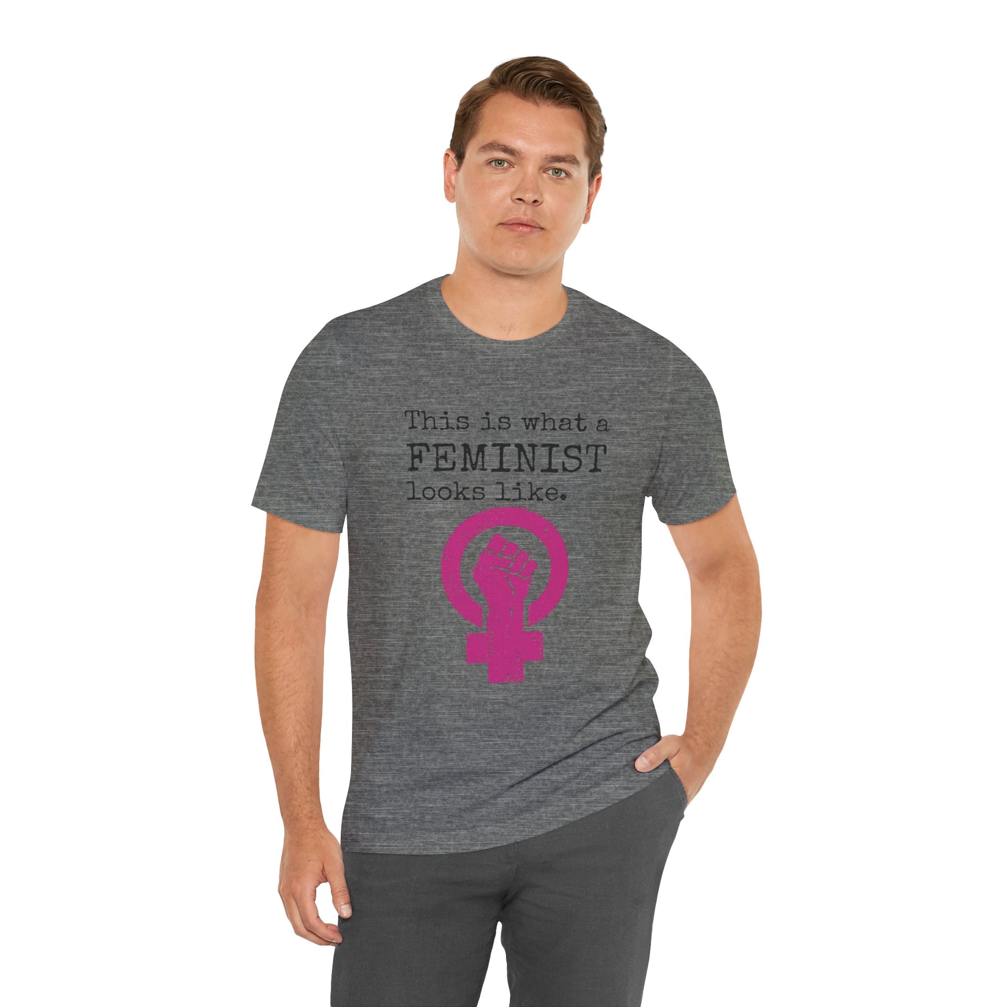 Feminist T‑Shirt — “This Is What a FEMINIST Looks Like” Pink Symbol Tee