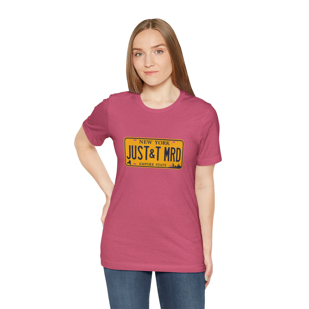 New York 'JUST&T MRD' License Plate T-Shirt — Vintage Empire State Graphic Tee