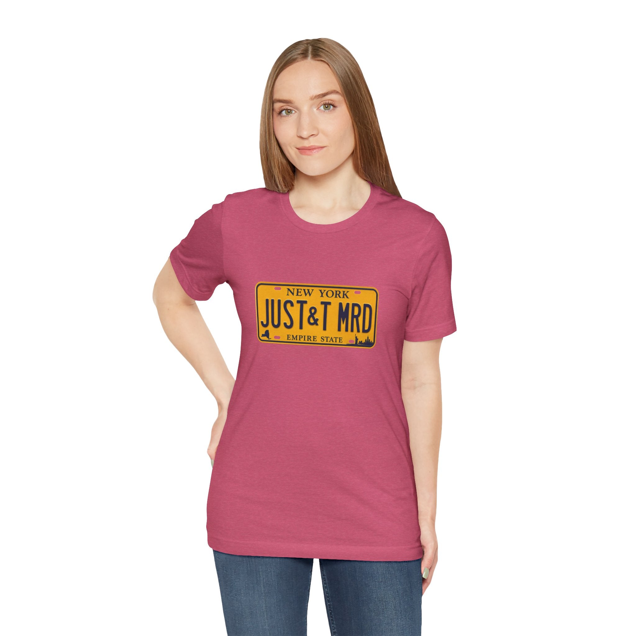 New York 'JUST&T MRD' License Plate T-Shirt — Vintage Empire State Graphic Tee