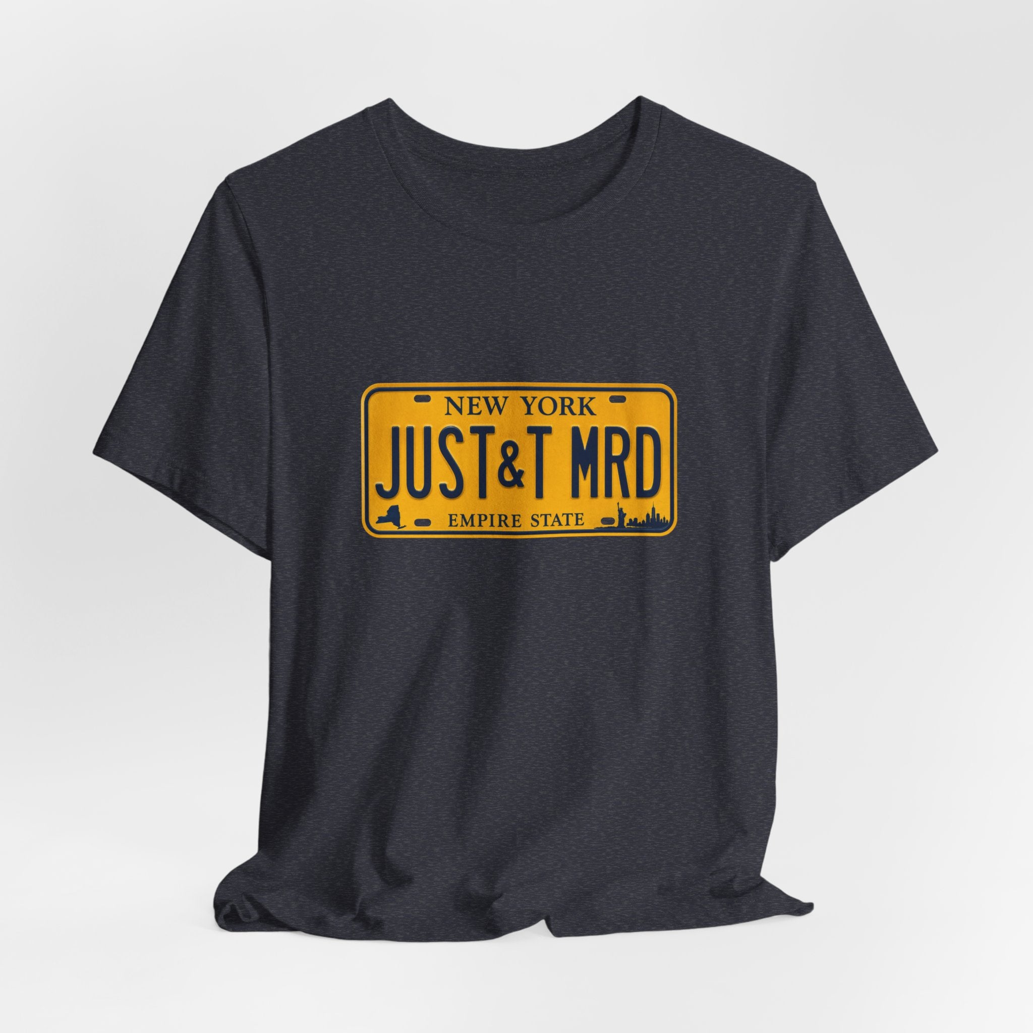 New York 'JUST&T MRD' License Plate T-Shirt — Vintage Empire State Graphic Tee