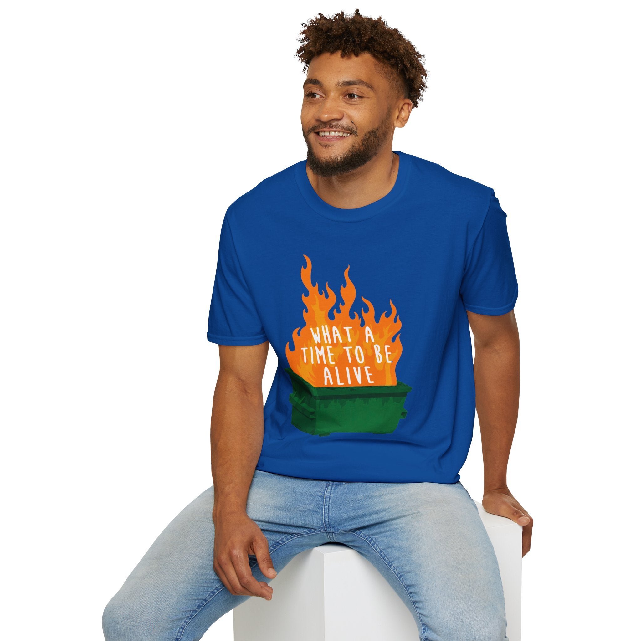 What a Time to Be Alive Dumpster Fire Gildan 64000 Soft Style Graphic Tee