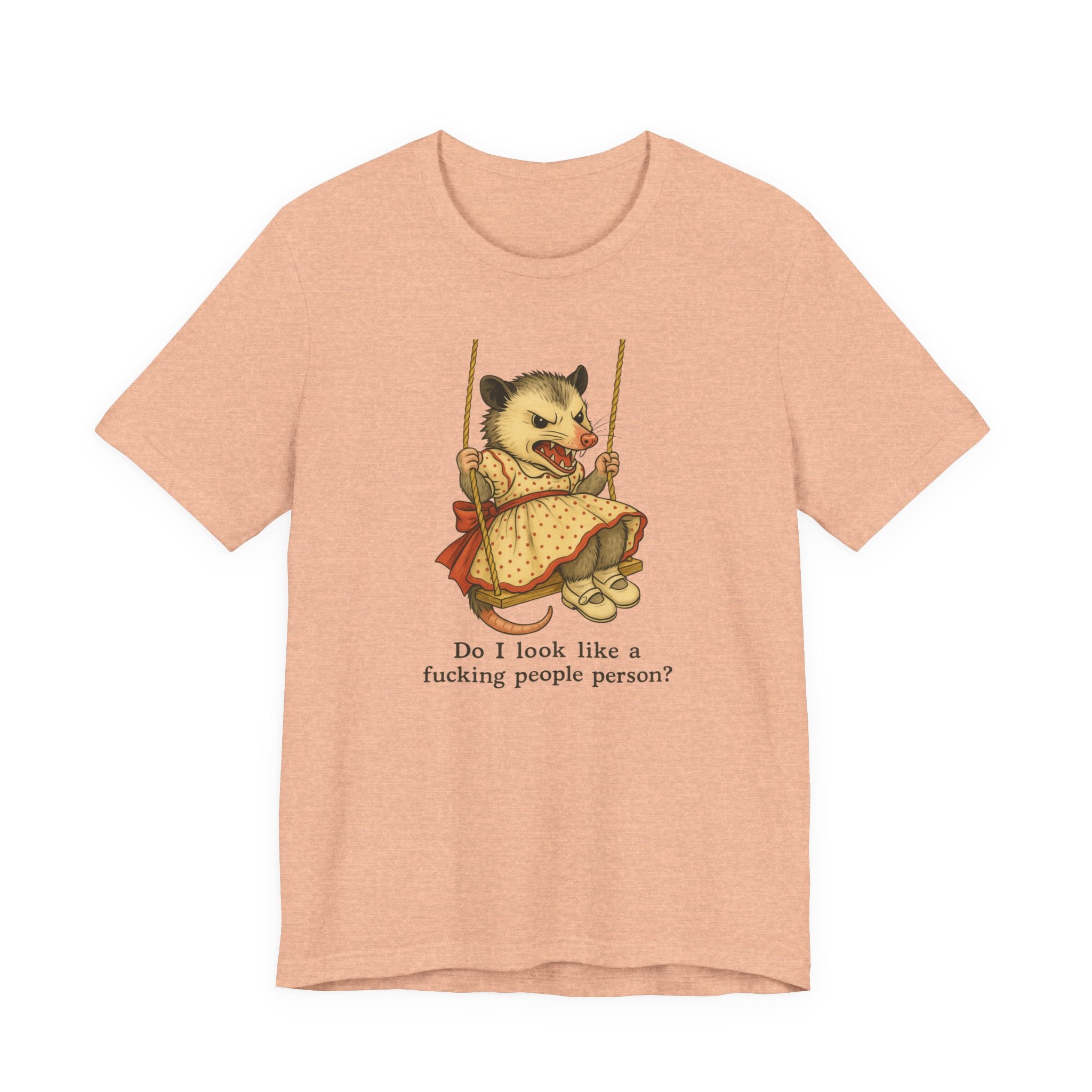 Graphic Tee — Vintage style Possum on Swing with "Do I look like a fucking people person?"