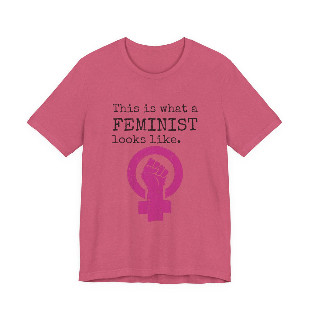 Feminist T‑Shirt — “This Is What a FEMINIST Looks Like” Pink Symbol Tee