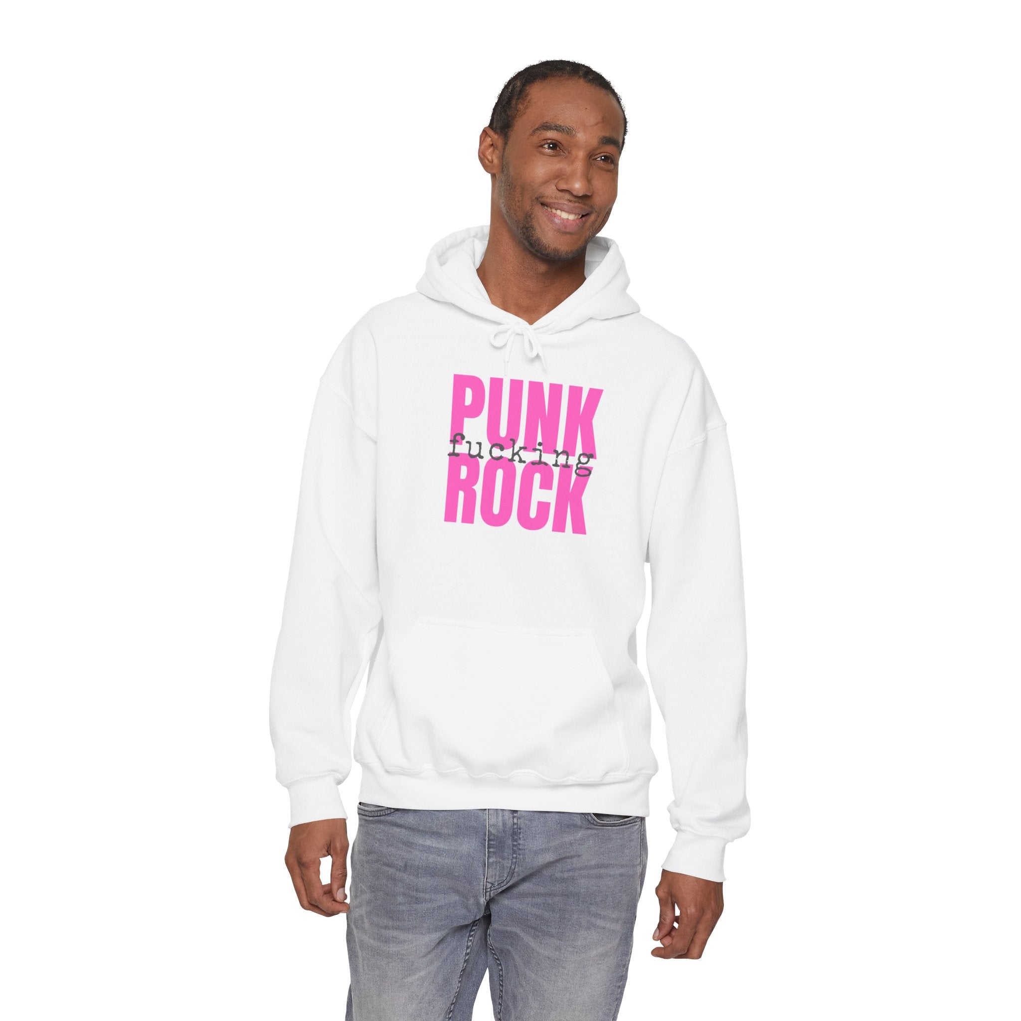Pink Rock Hoodie — Bold Pink 'PUNK ROCK' Graphic Sweatshirt