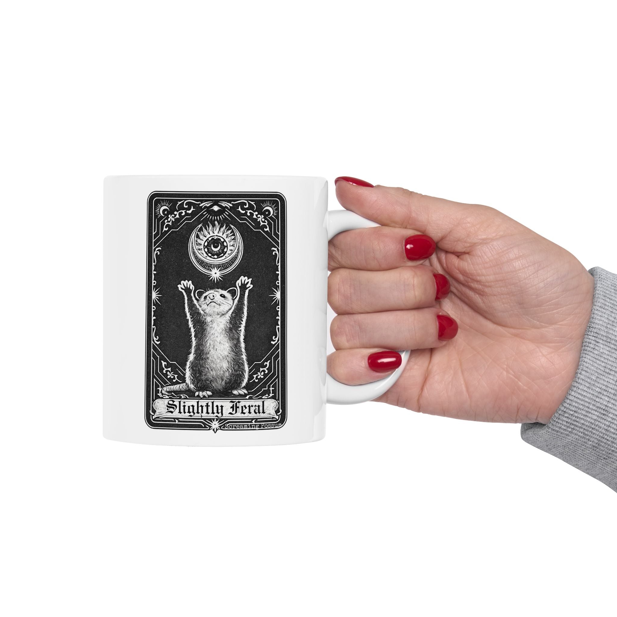 Slightly Feral Tarot Card Ceramic Mug (11oz, 15oz)