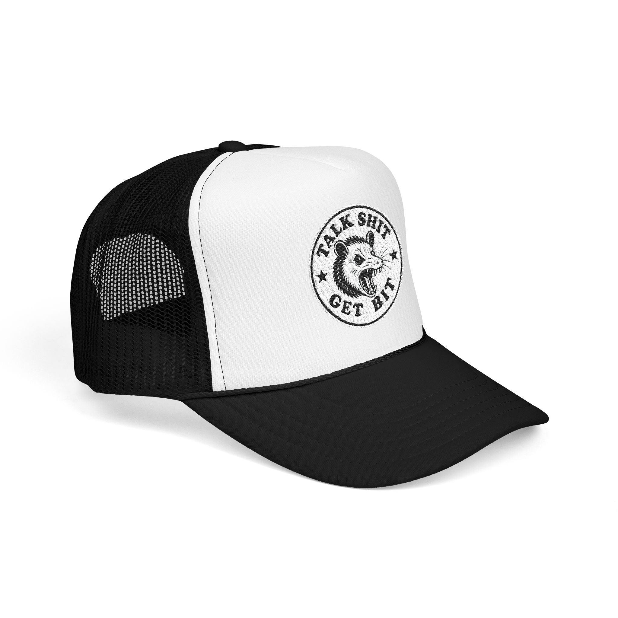 Talk Shit Get Bit Embroidered Patch Trucker Hat